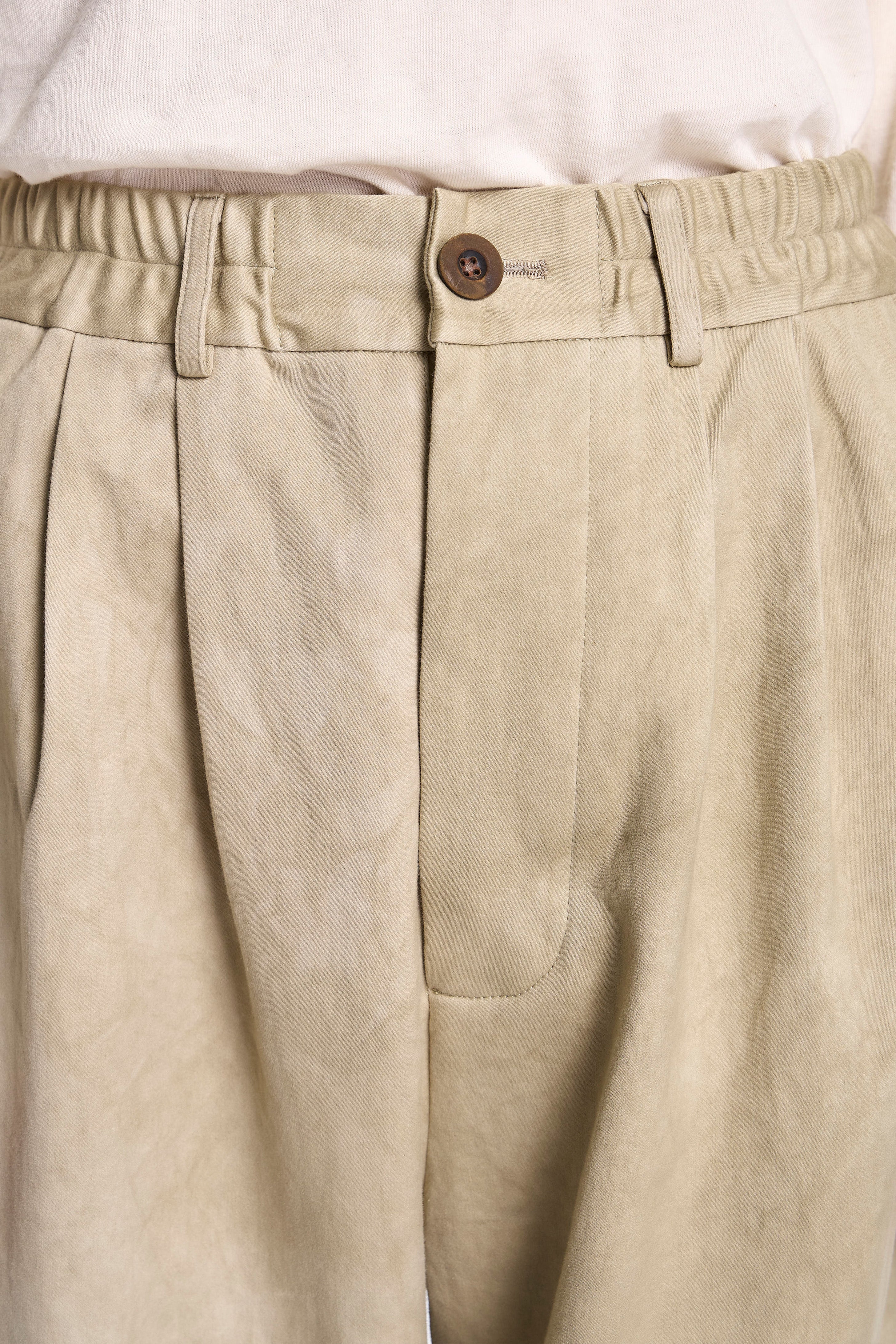 Double Pleated Pant Uneven Khaki