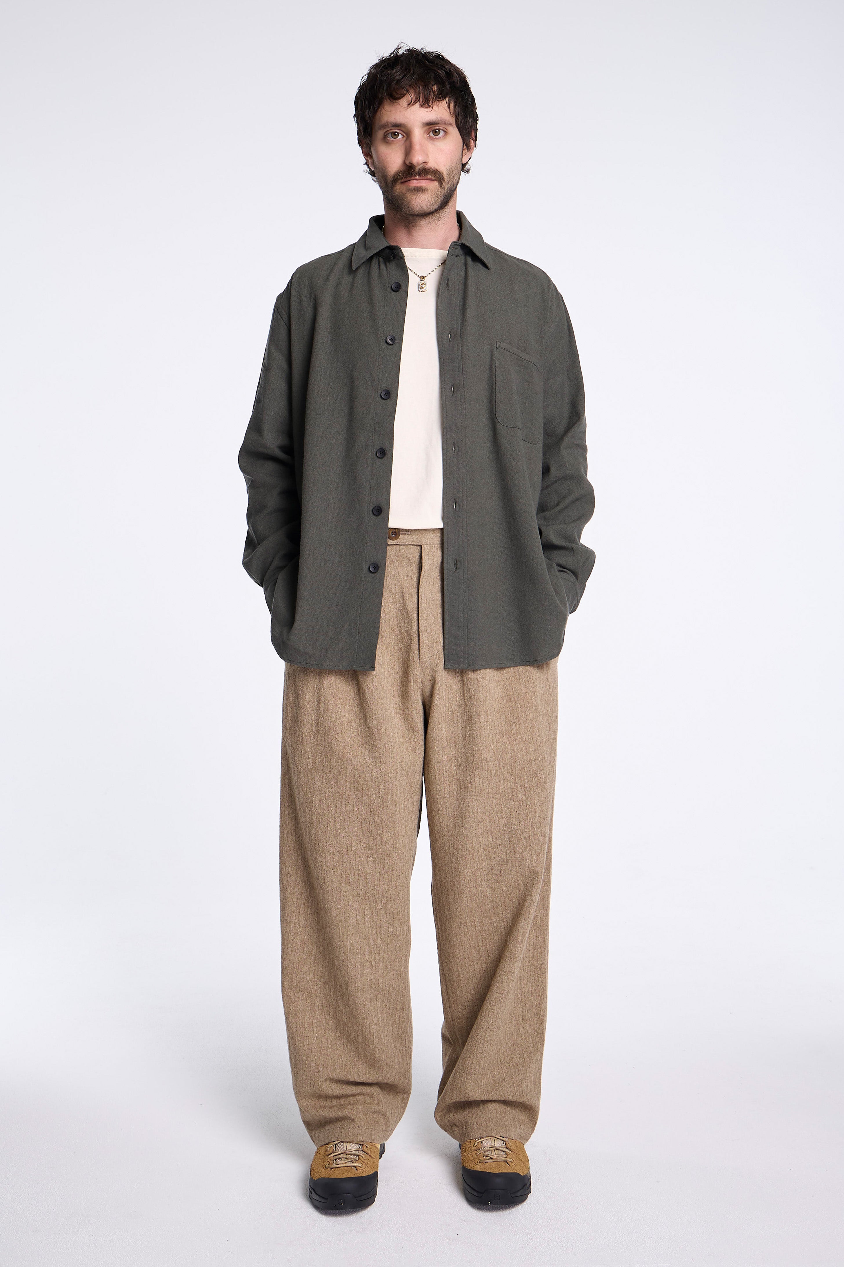 Triple Pleated Pant Ecru