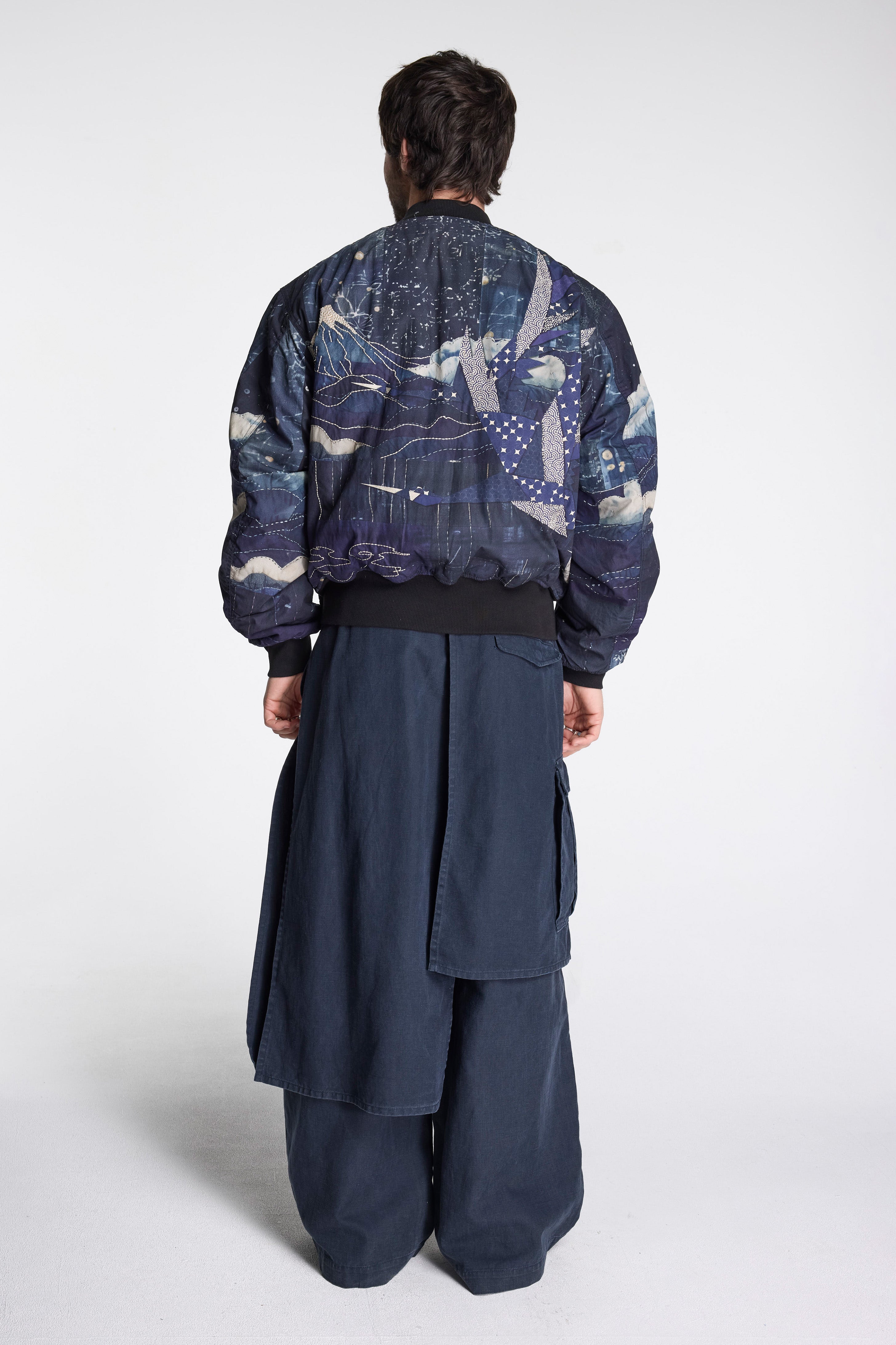 Boro Crane Monk MA1 Jacket Indigo