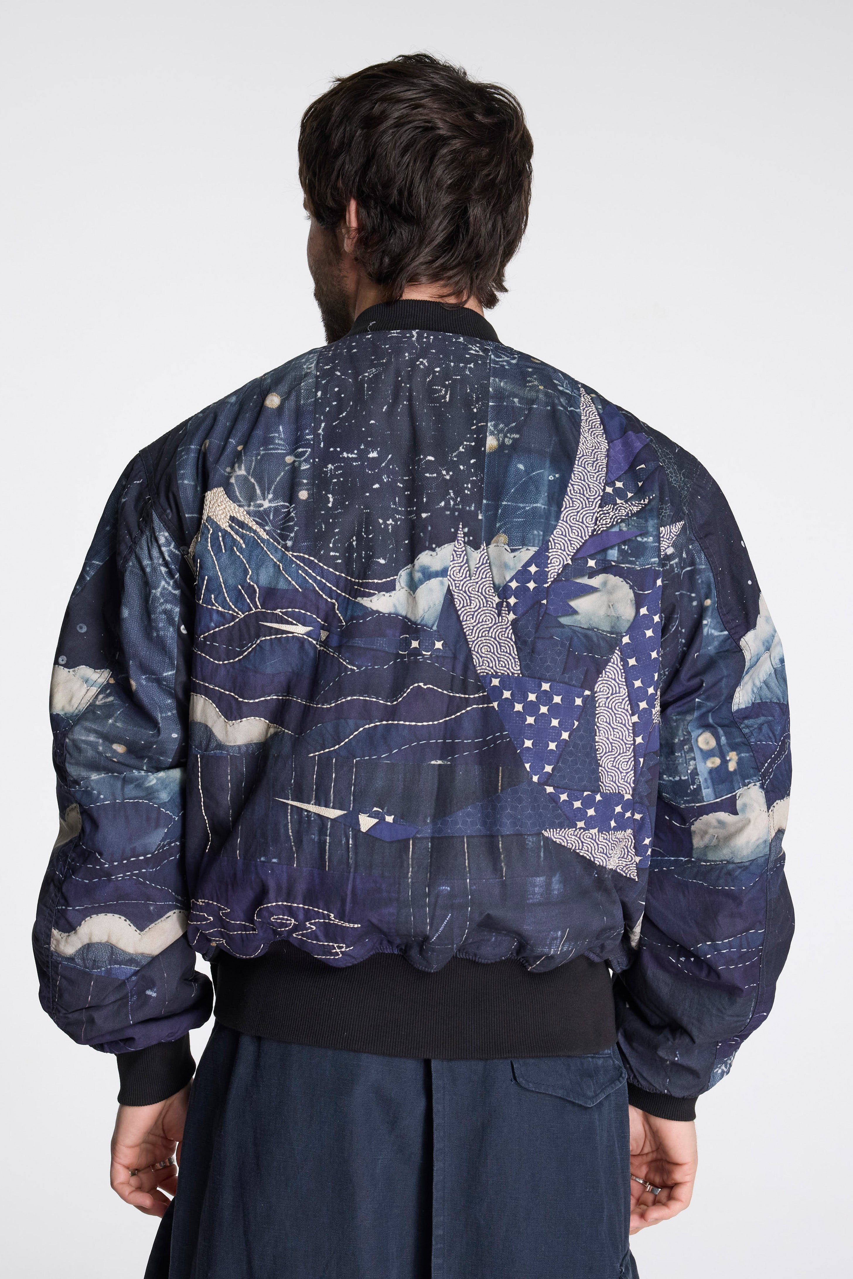 Boro Crane Monk MA1 Jacket Indigo