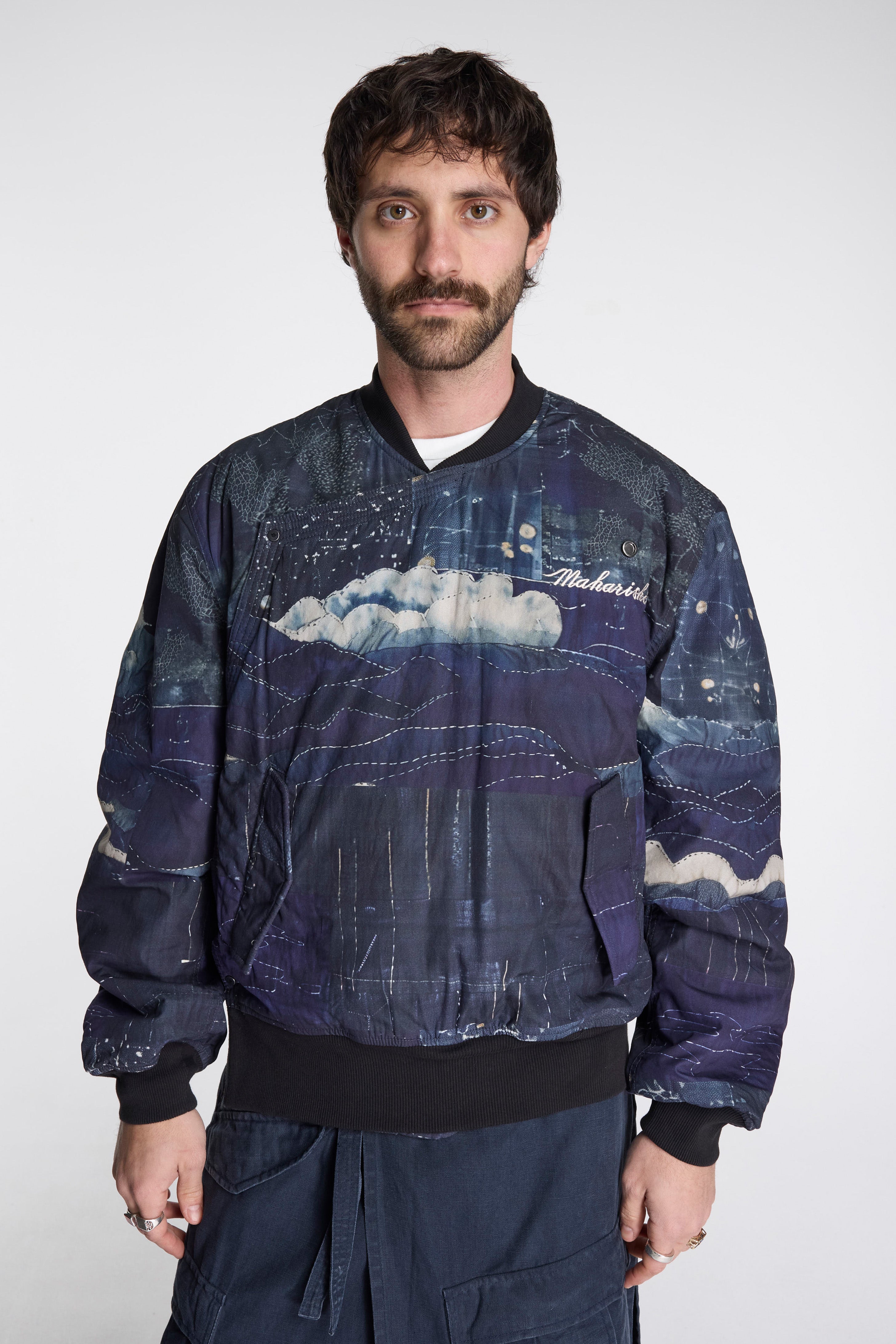 Boro Crane Monk MA1 Jacket Indigo