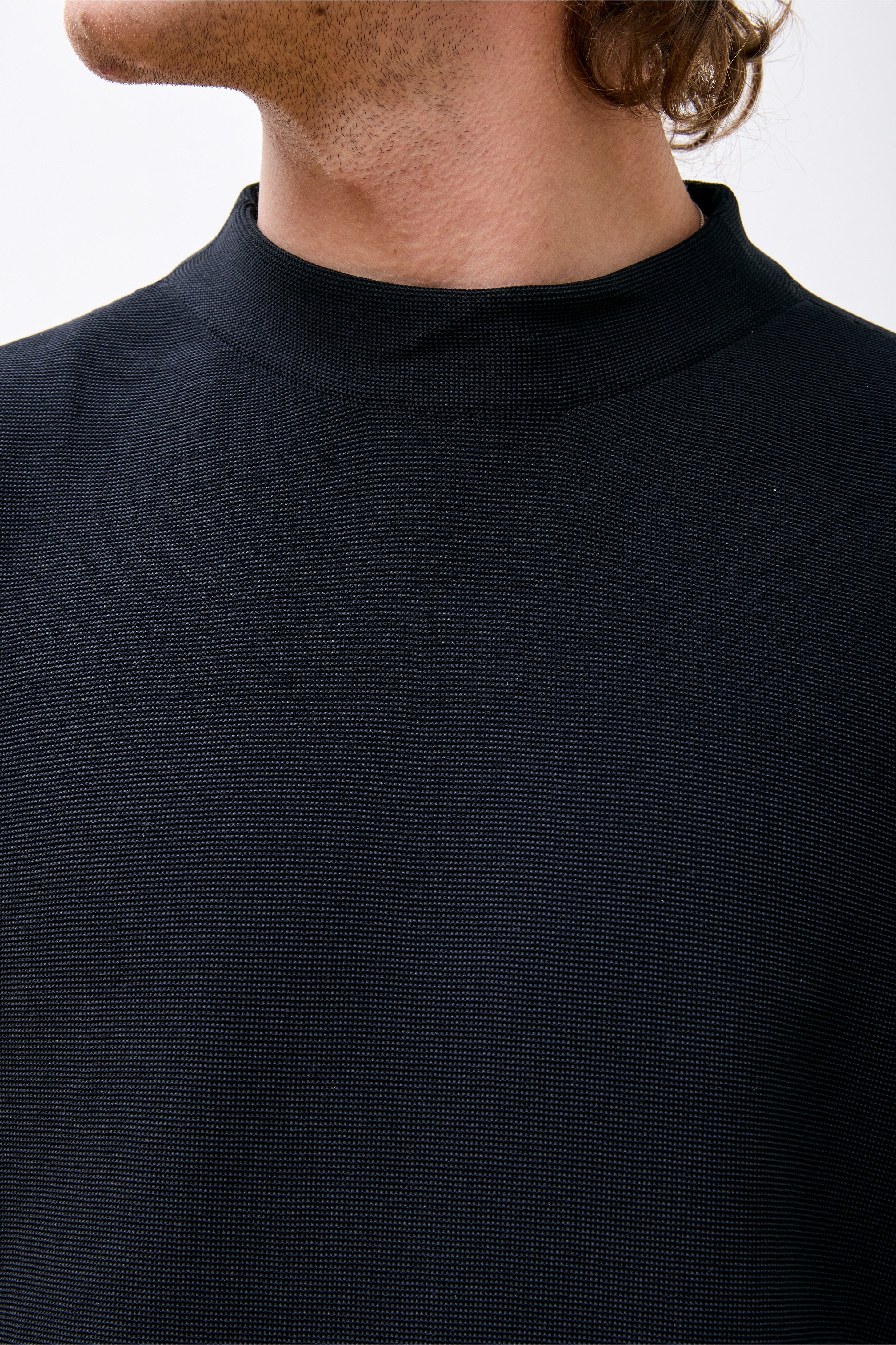 Garter Mockneck Short Sleeve Tee Shirt Black