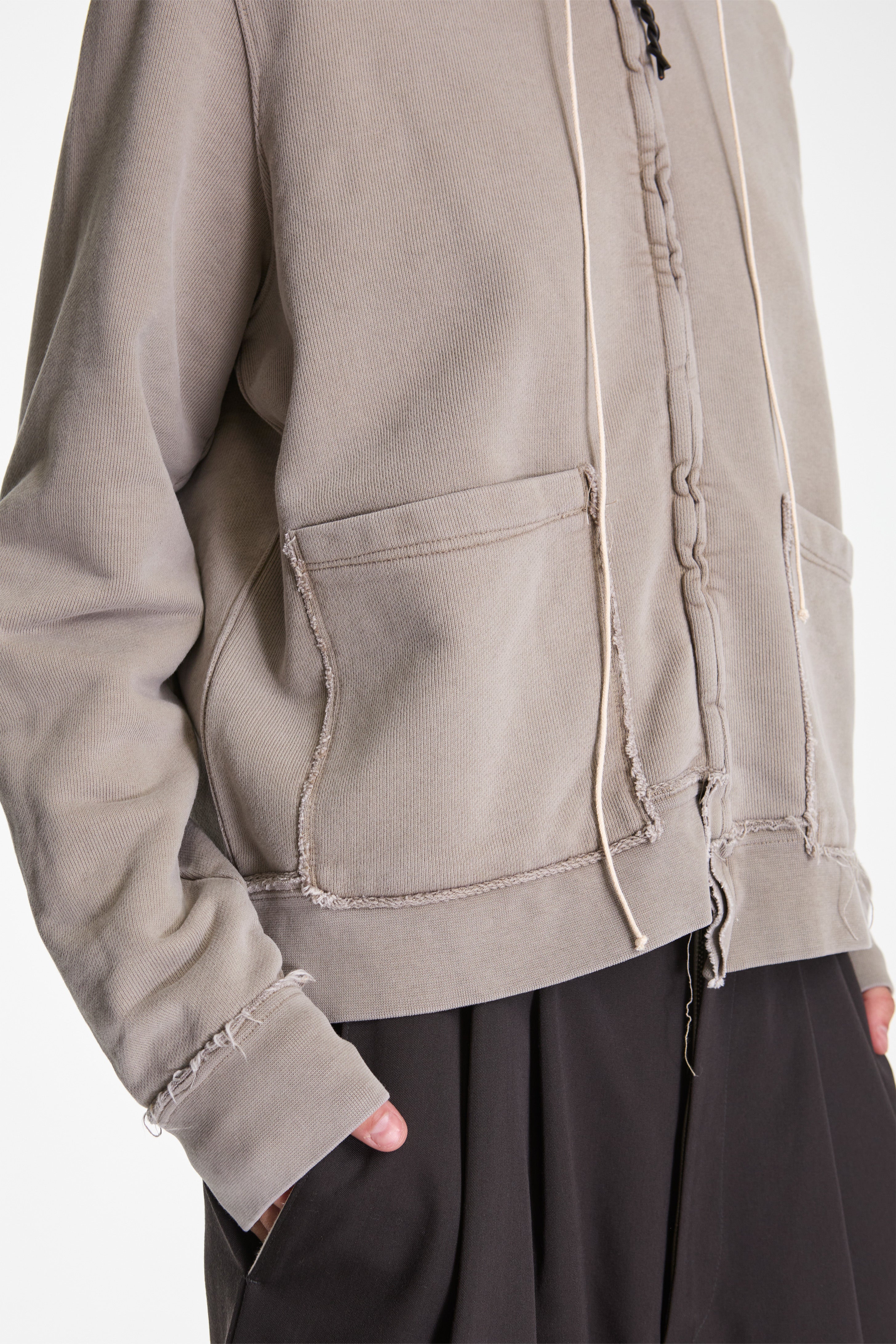 Fitted Zip Hoodie Taupe