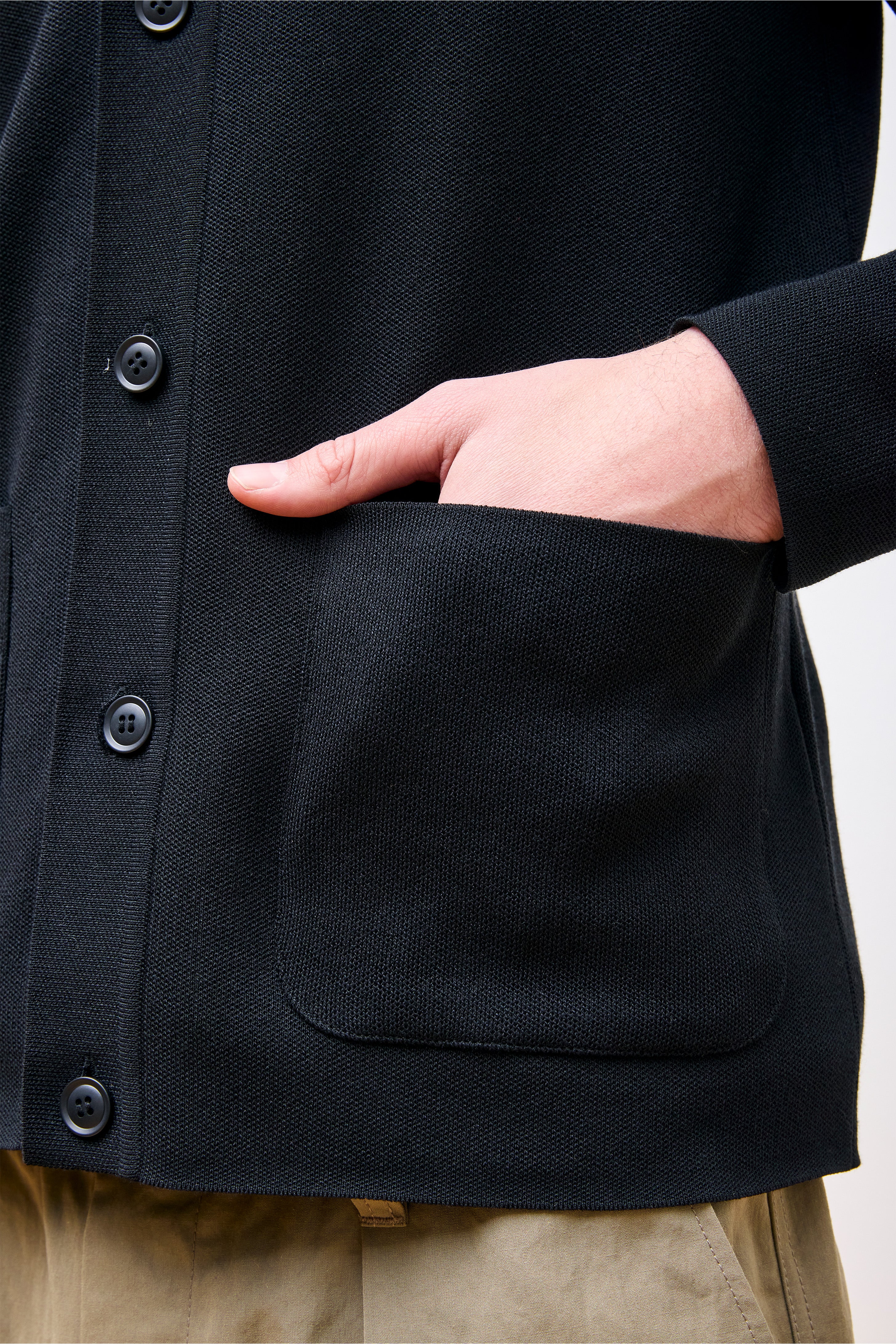 Co/Pe Knit Cardigan Black
