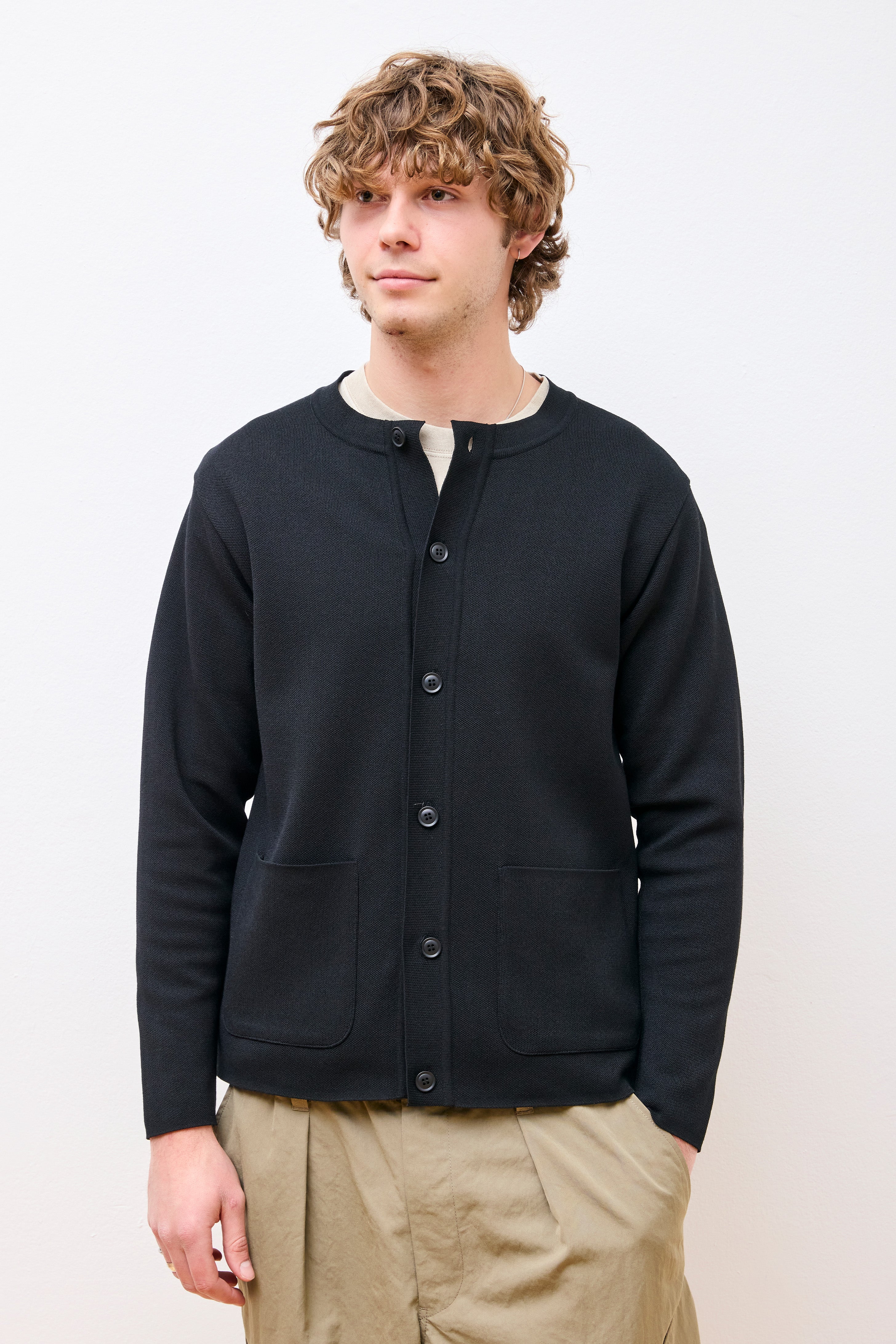 Co/Pe Knit Cardigan Black