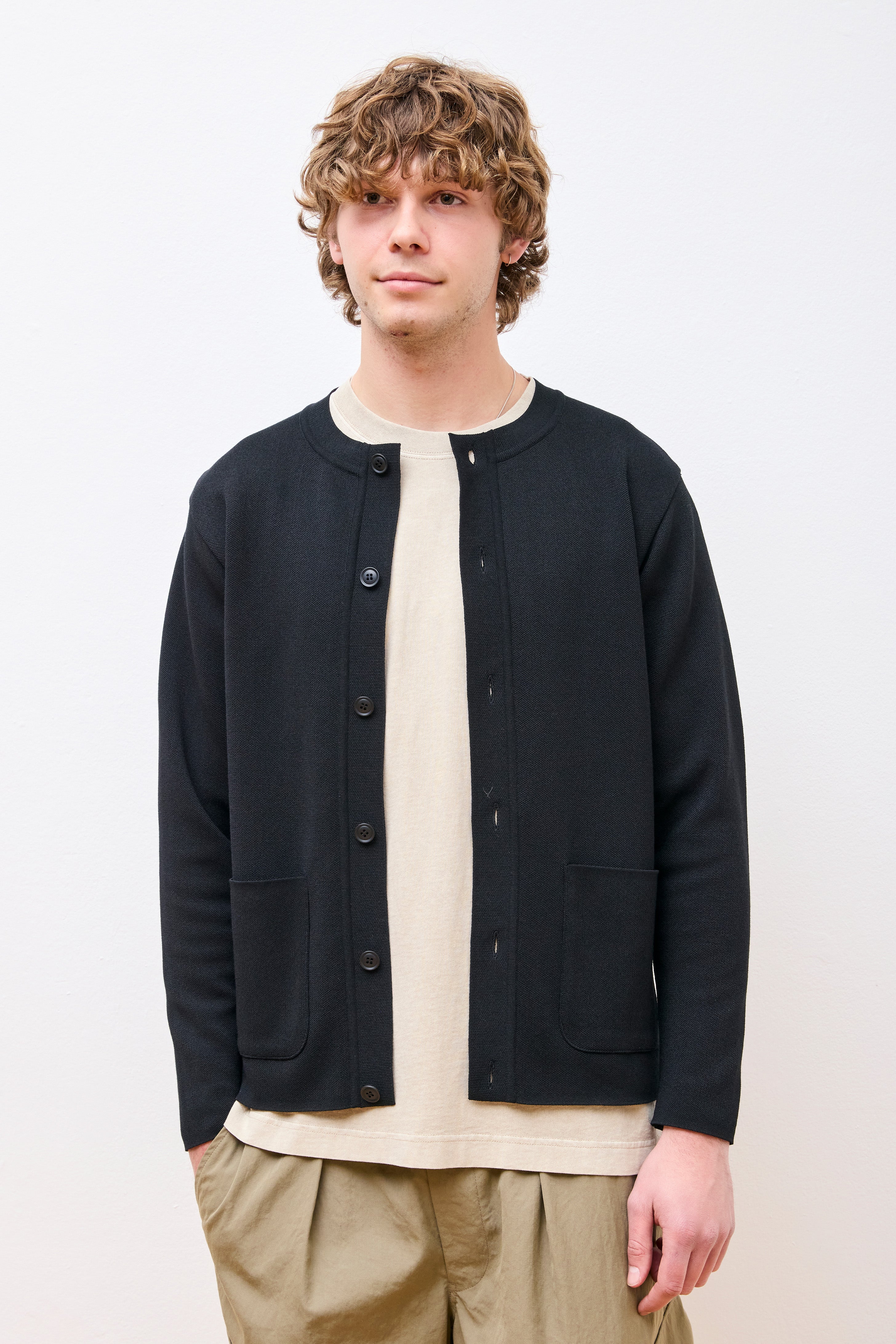 Co/Pe Knit Cardigan Black