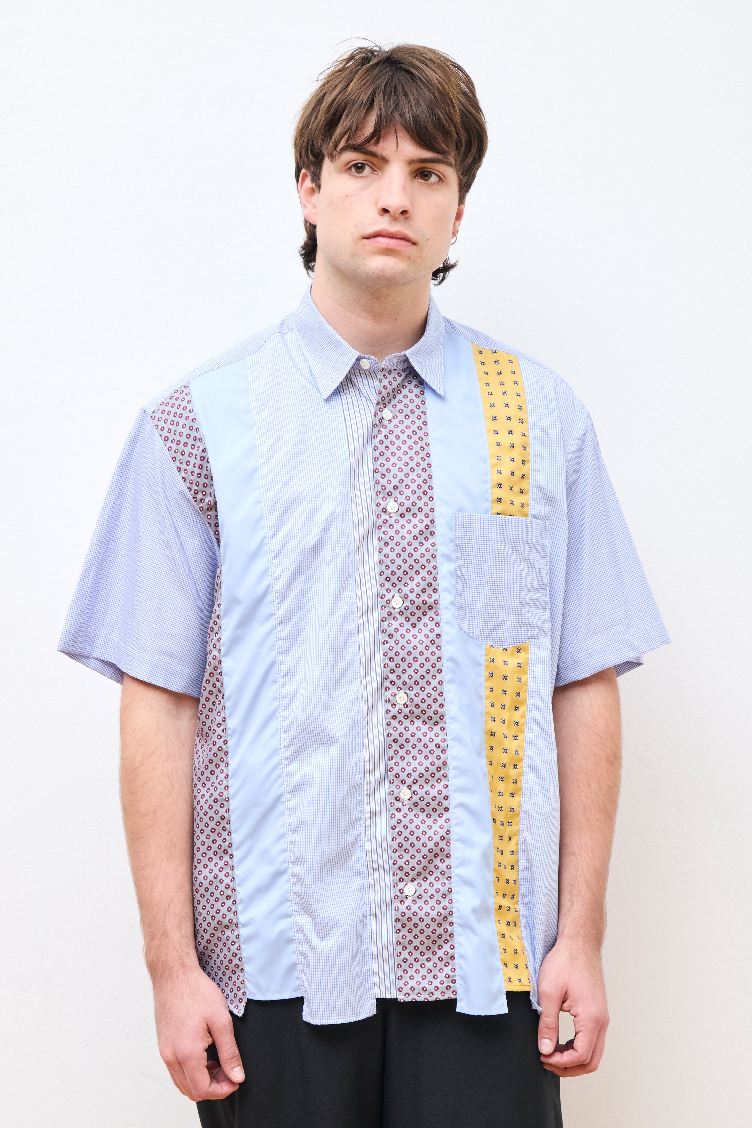 Cotton Check Multi SS Shirt White/Sax/Navy