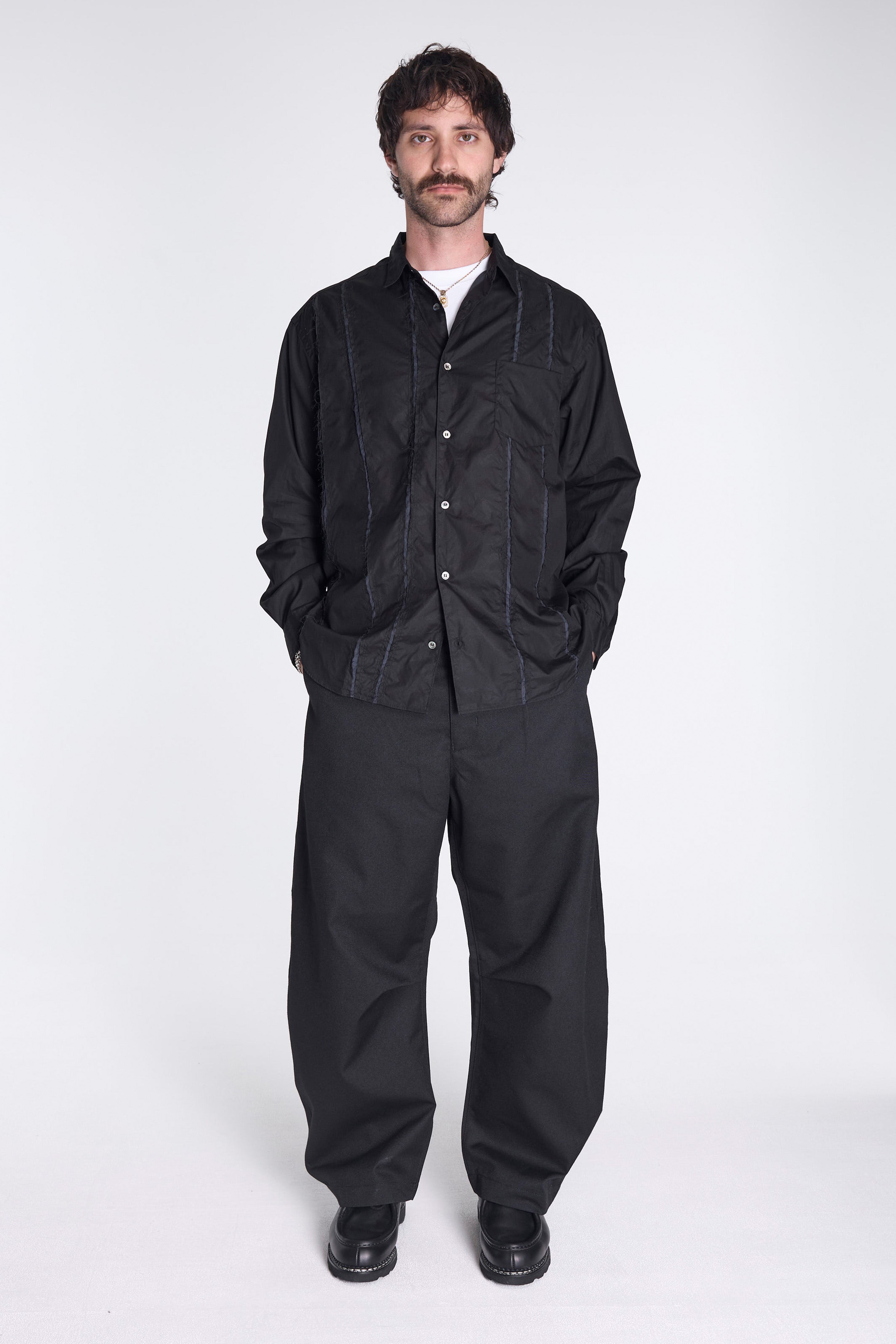 Cotton Broad Washed Shirt Black