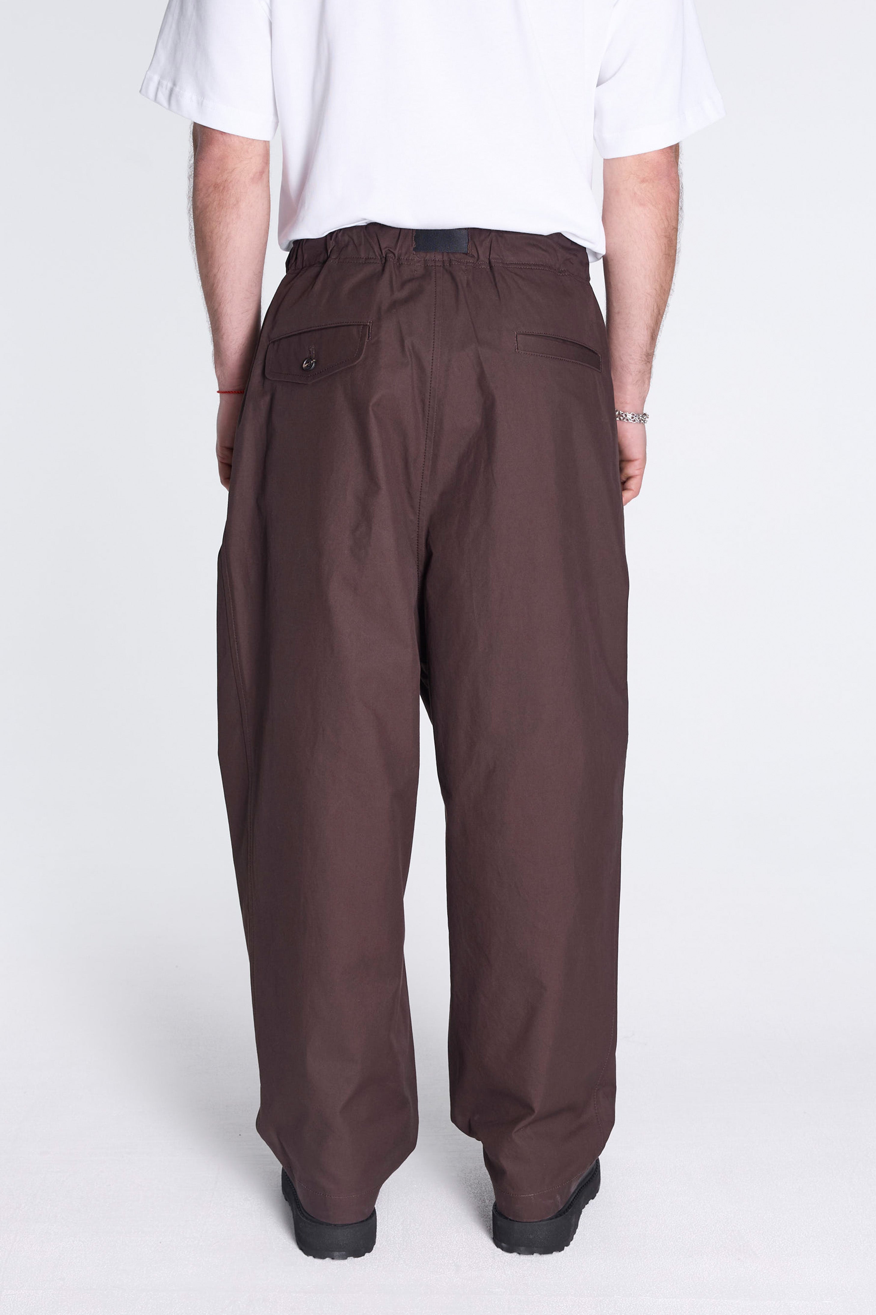 Cotton Twill Belted Pant Dark Brown