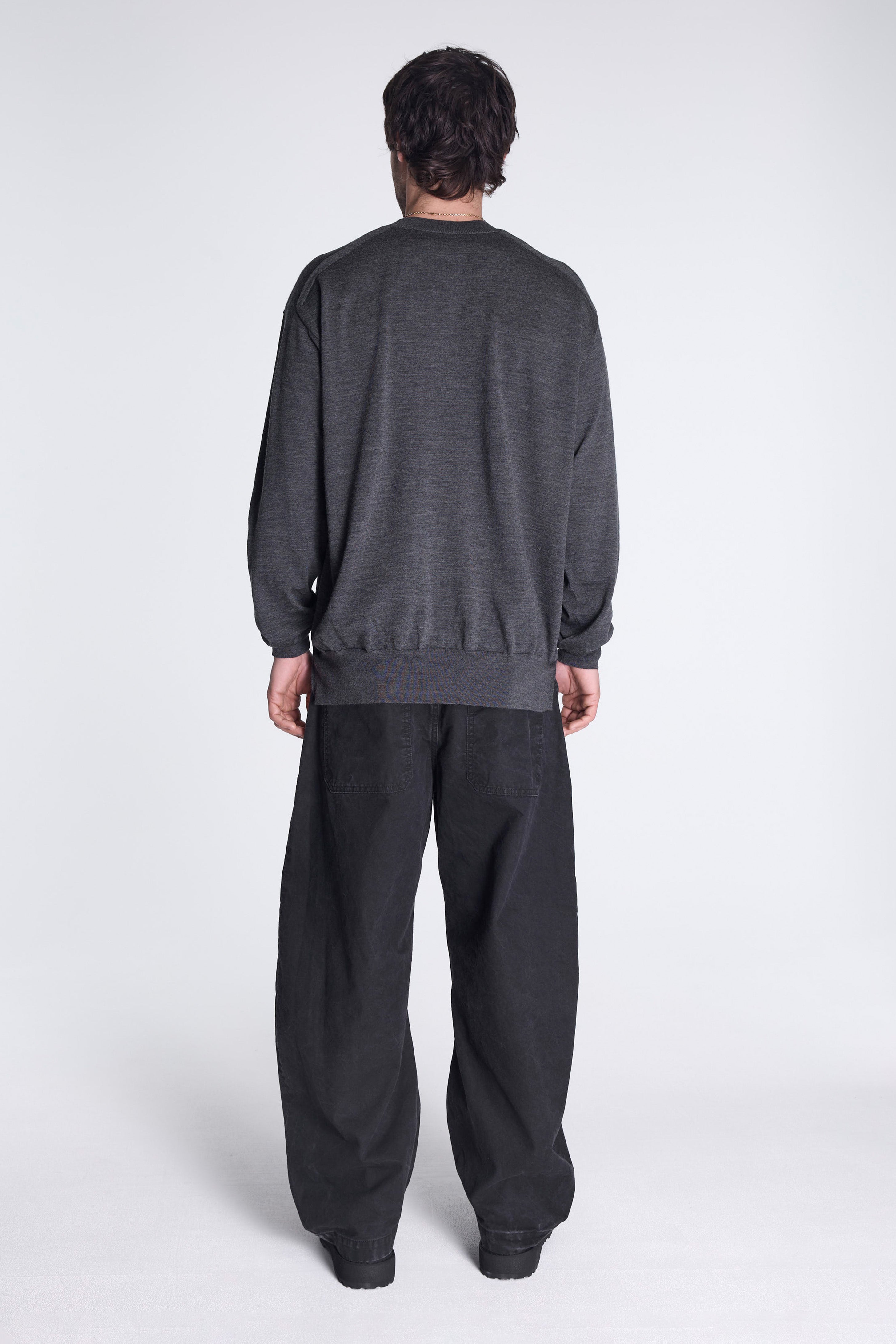 Round Neck Sweater Top Grey