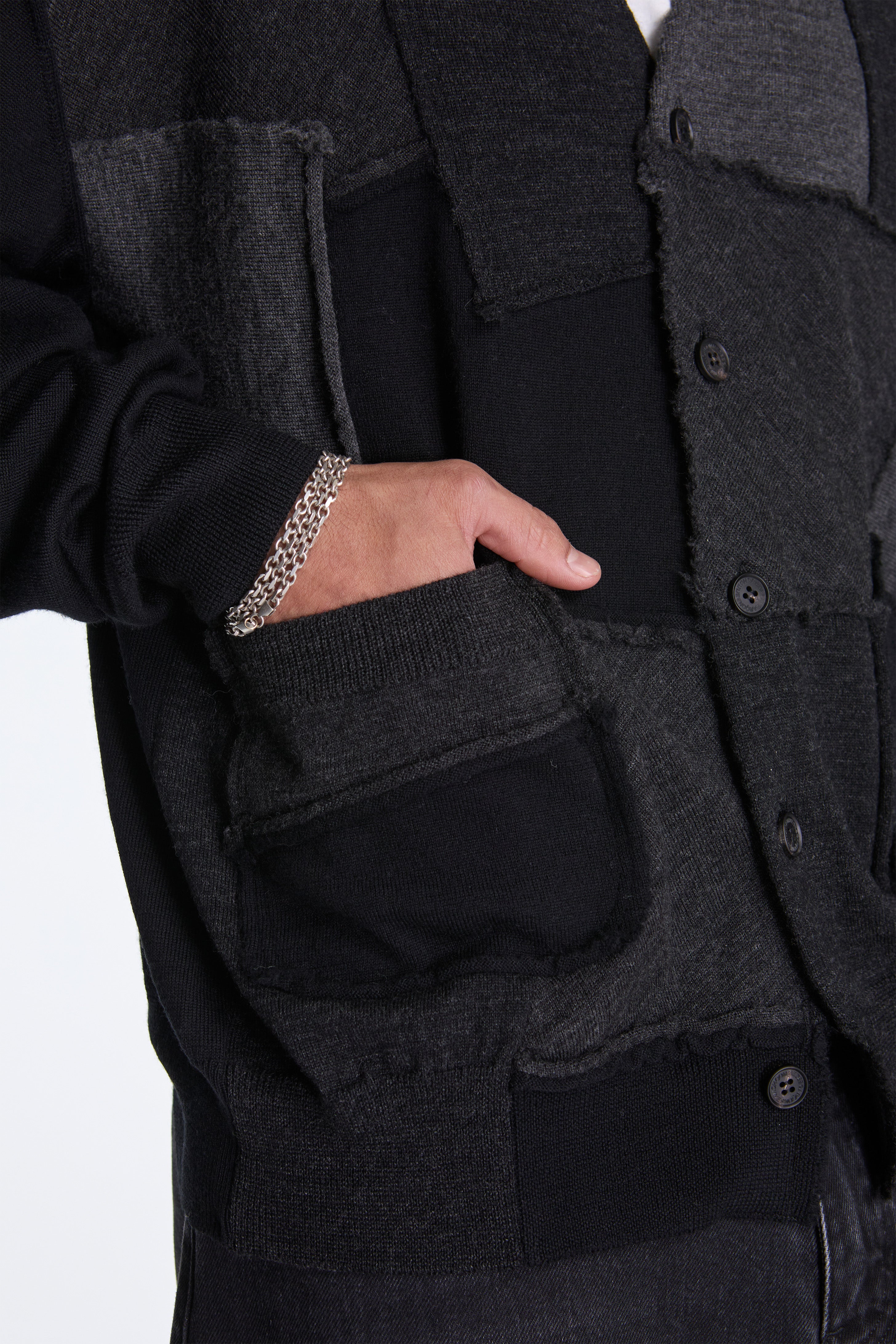 Patchwork Cardigan Black