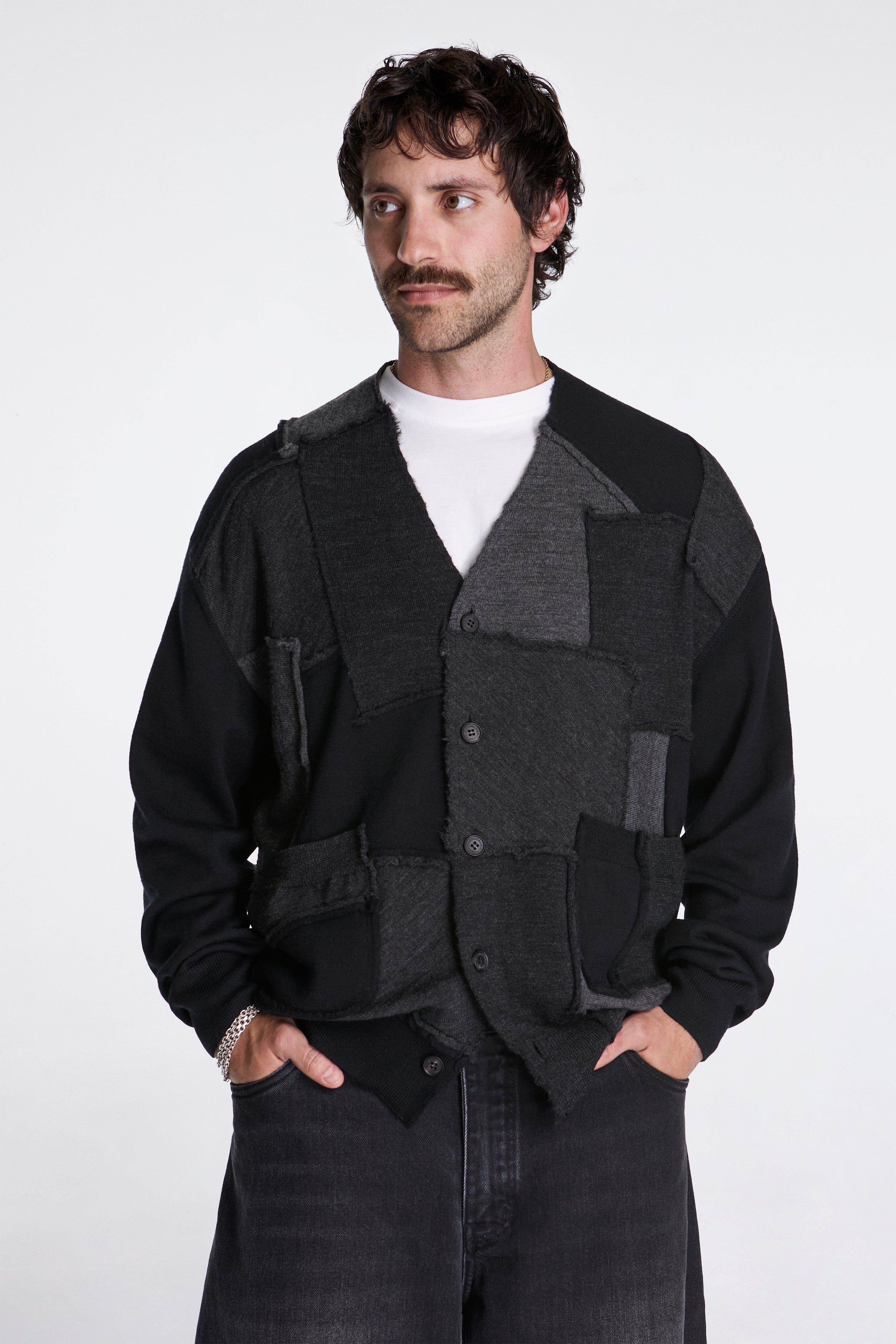 Patchwork Cardigan Black