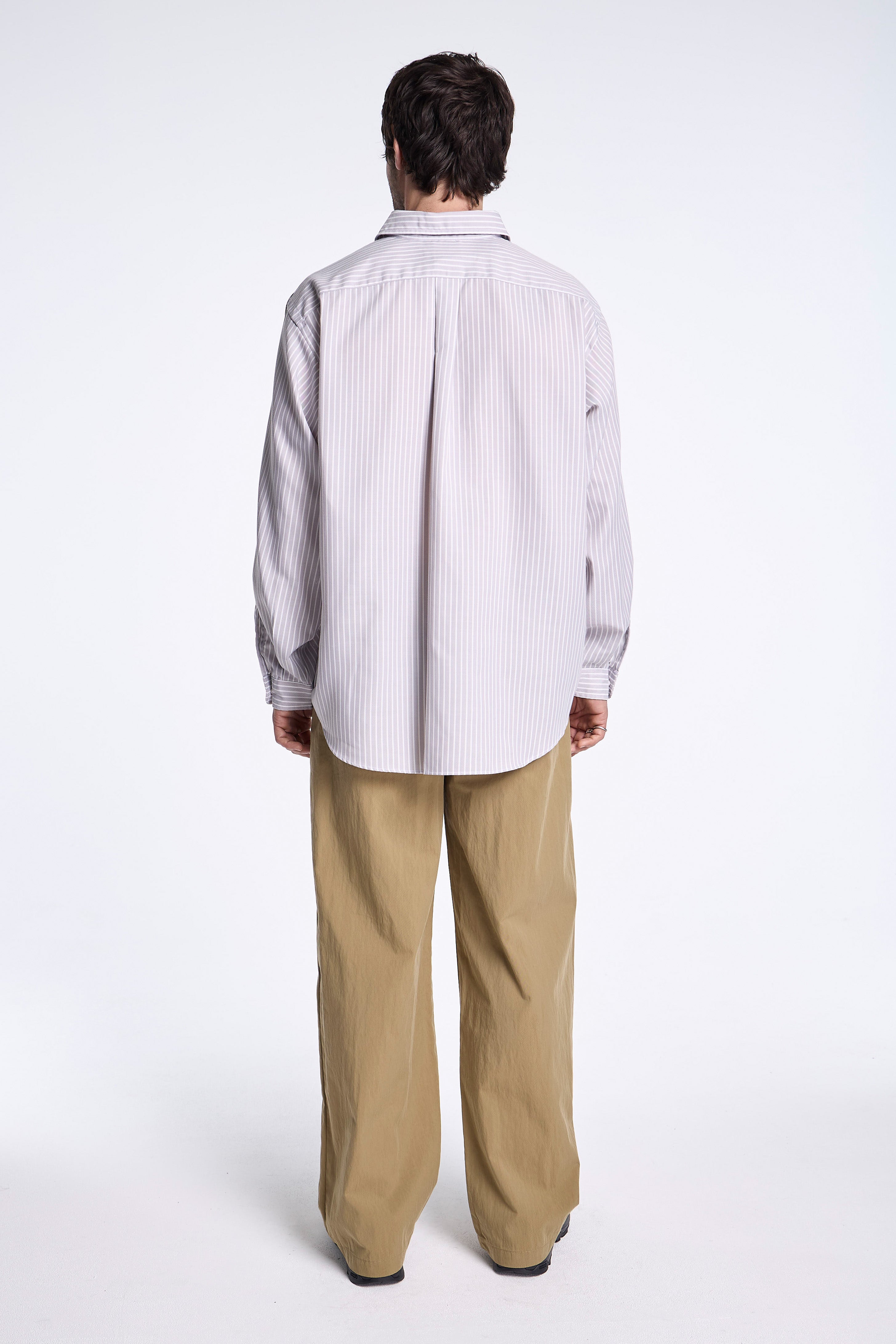 Dot Button B.D. Shirt L/S Grey/White Stripe
