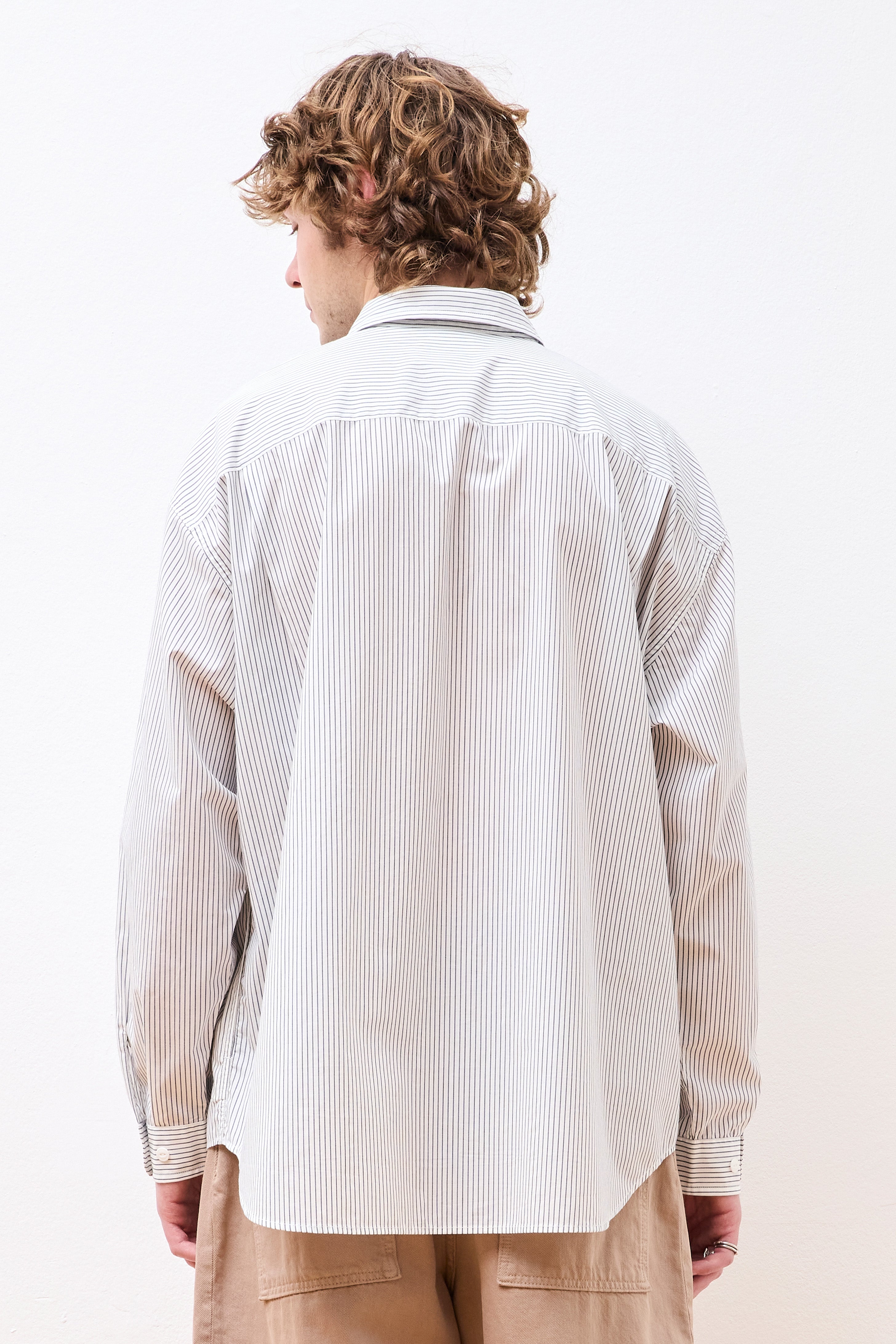 Striped Work Shirt White/Navy Blue