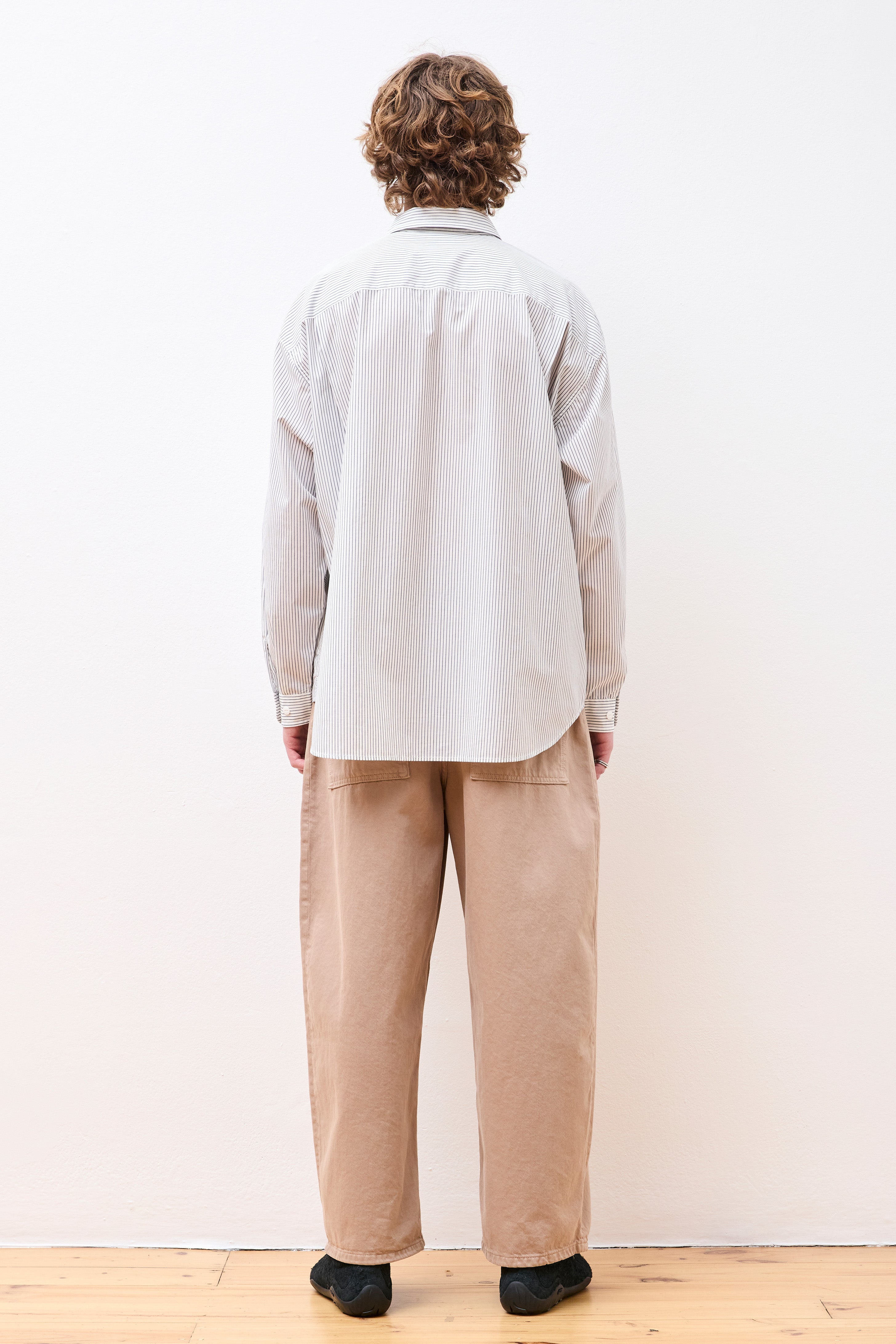 Striped Work Shirt White/Navy Blue