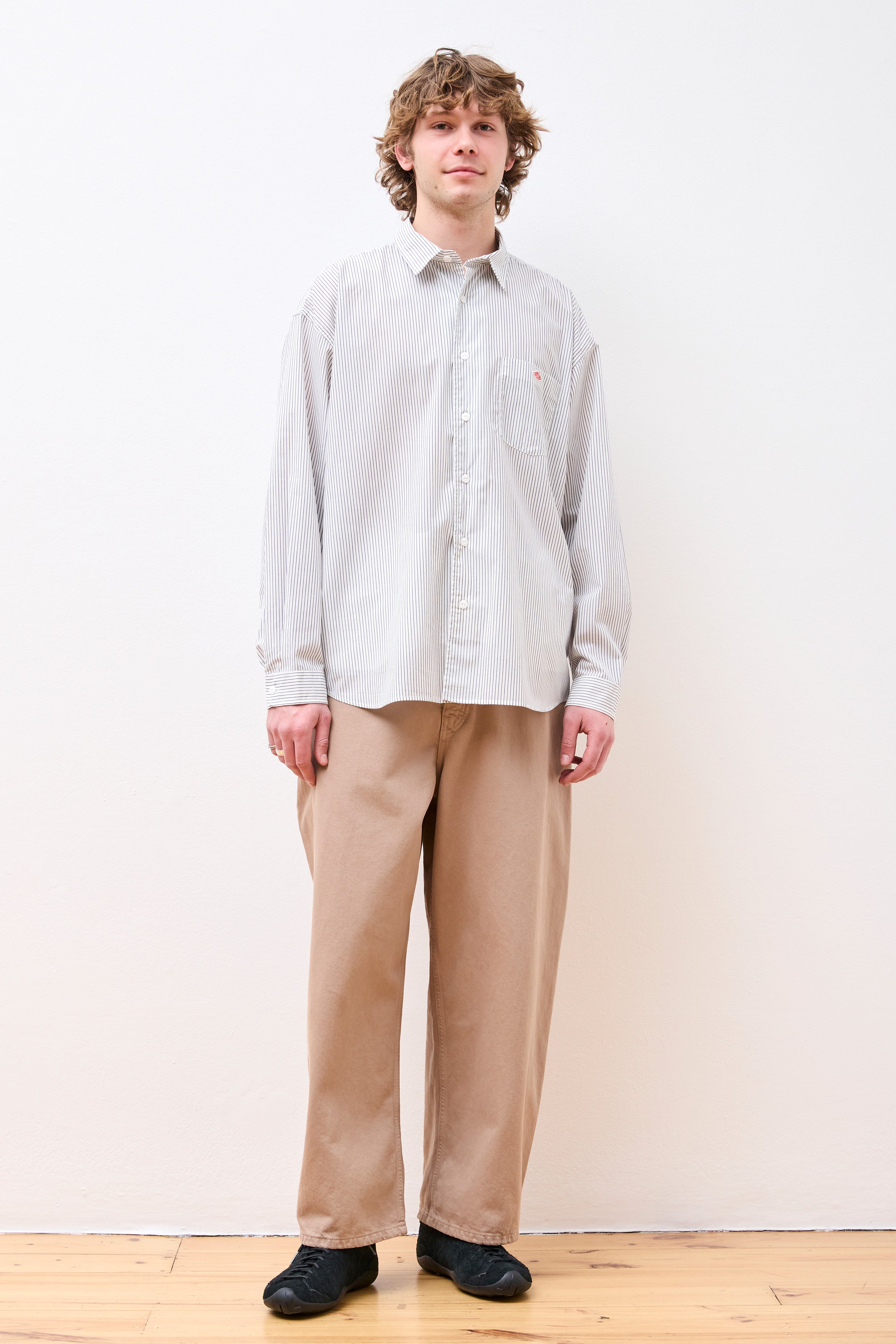 Striped Work Shirt White/Navy Blue