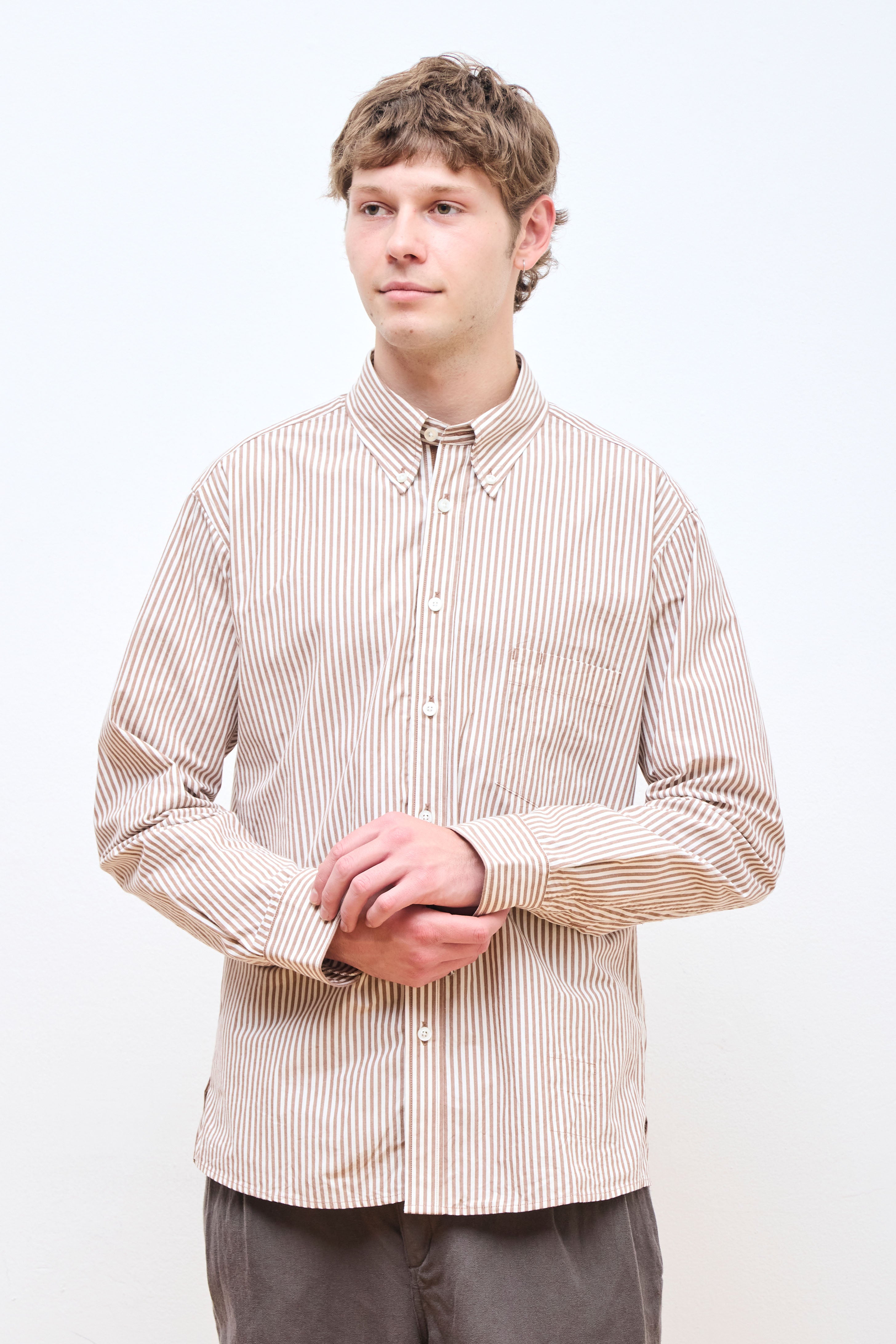 Dweller Typewriter Shirt London Stripe Brown