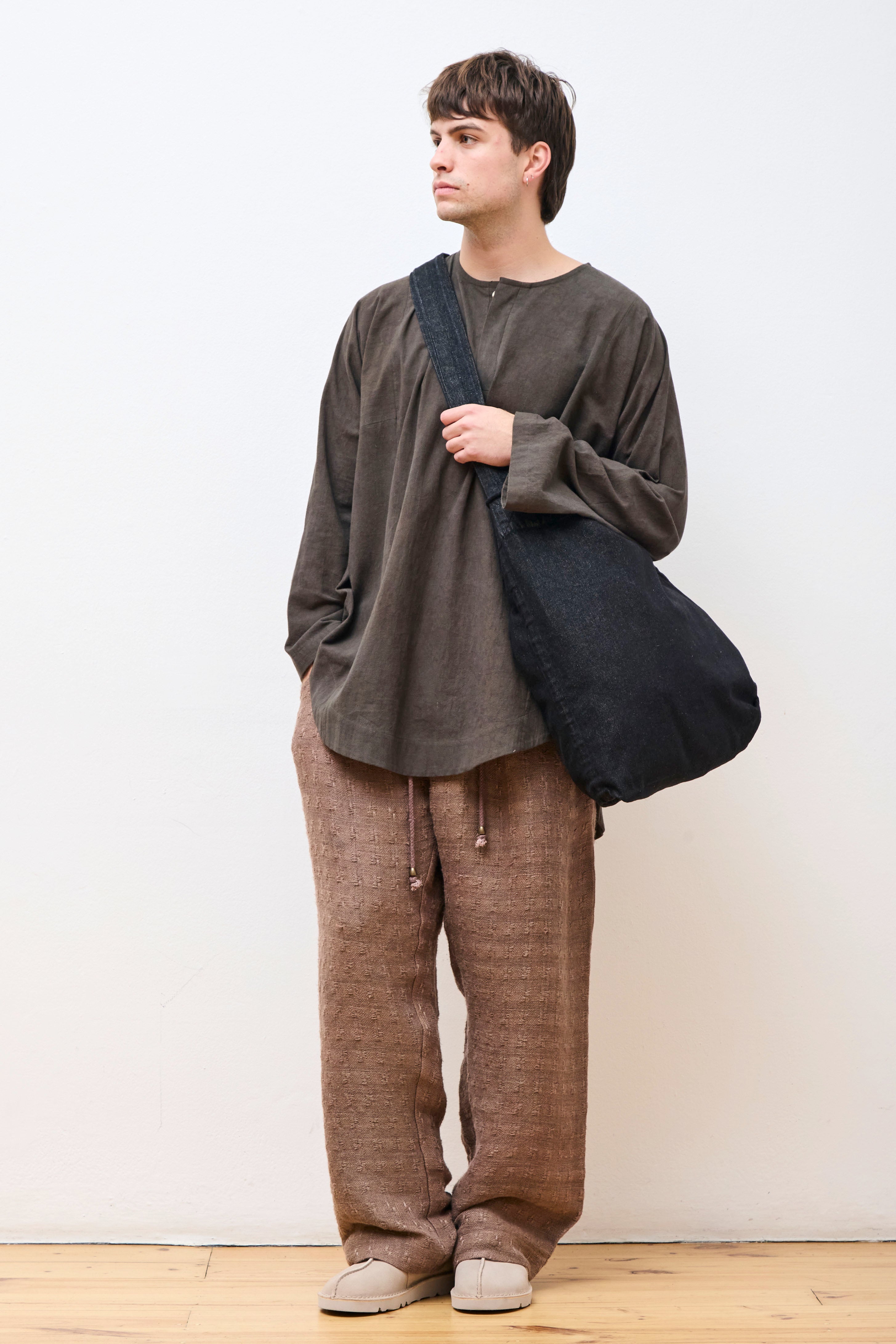 Double Tote Bag Stone Washed Black Denim