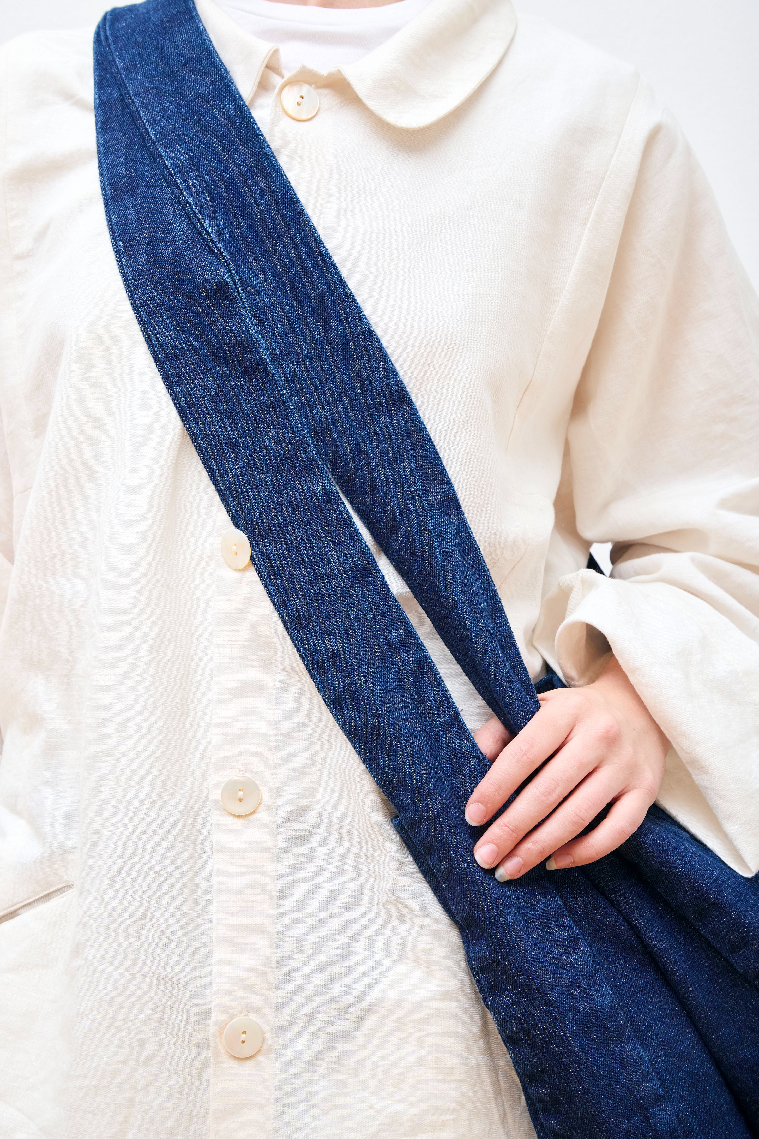 Double Tote Bag Stone Washed Blue Denim