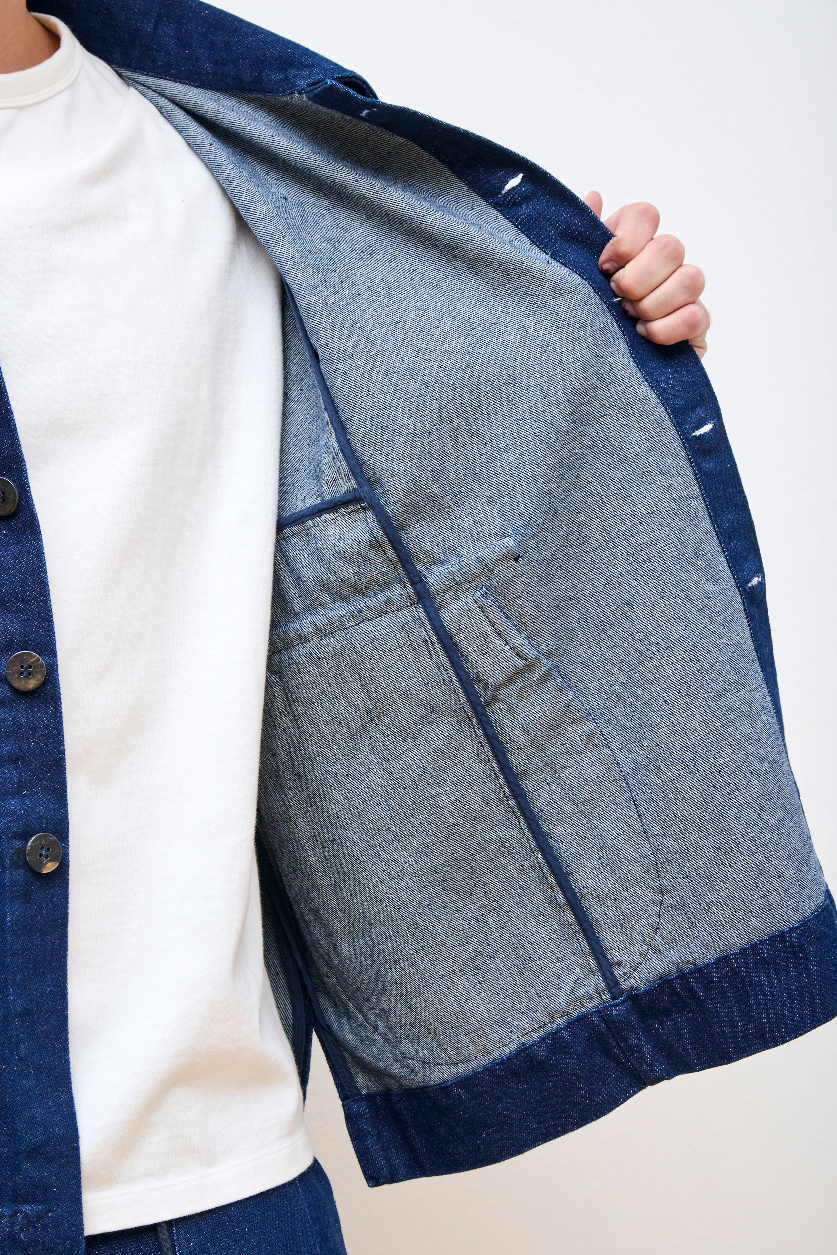 Farmer Jacket F Stone Washed Blue Denim