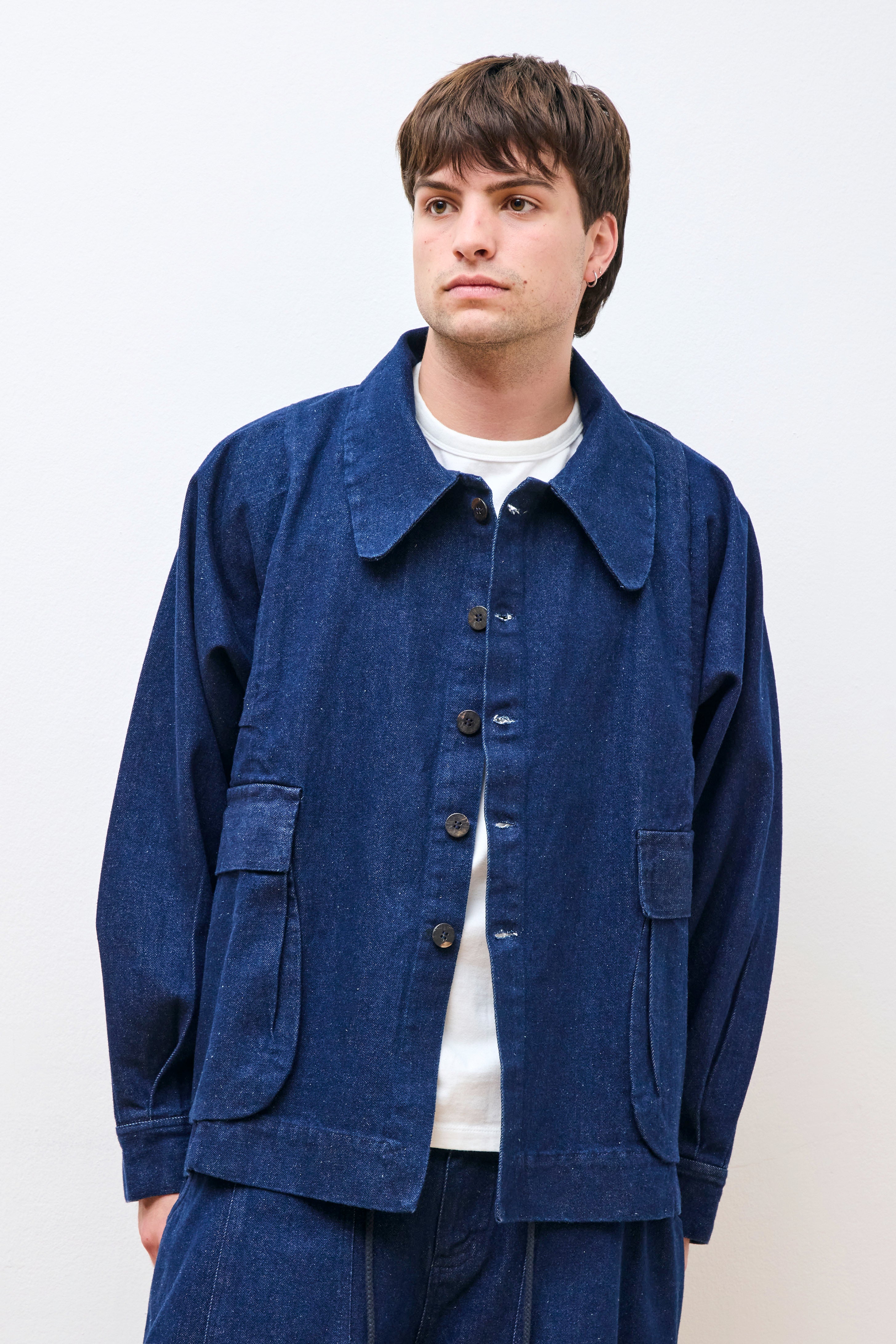 Farmer Jacket F Stone Washed Blue Denim