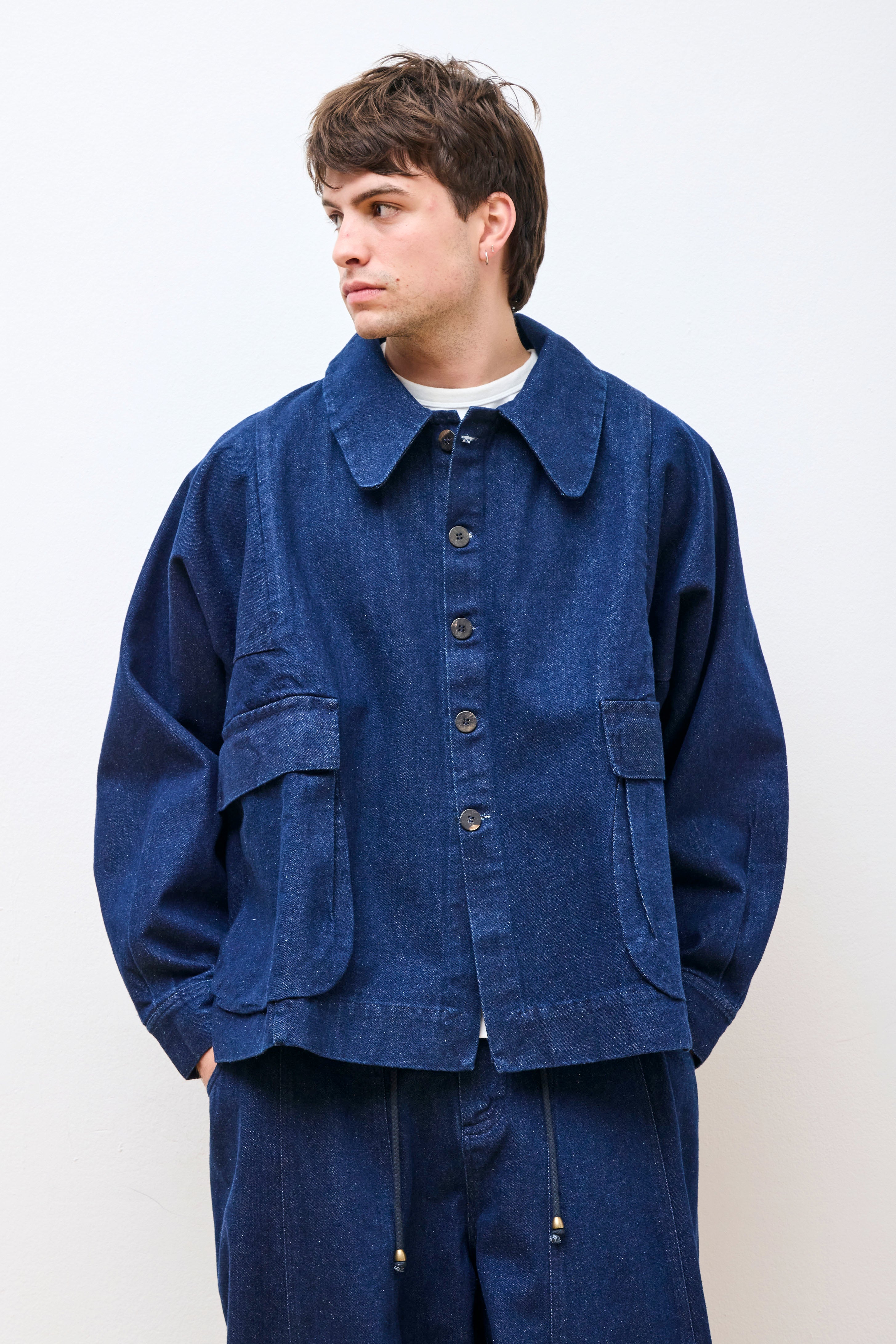 Farmer Jacket F Stone Washed Blue Denim