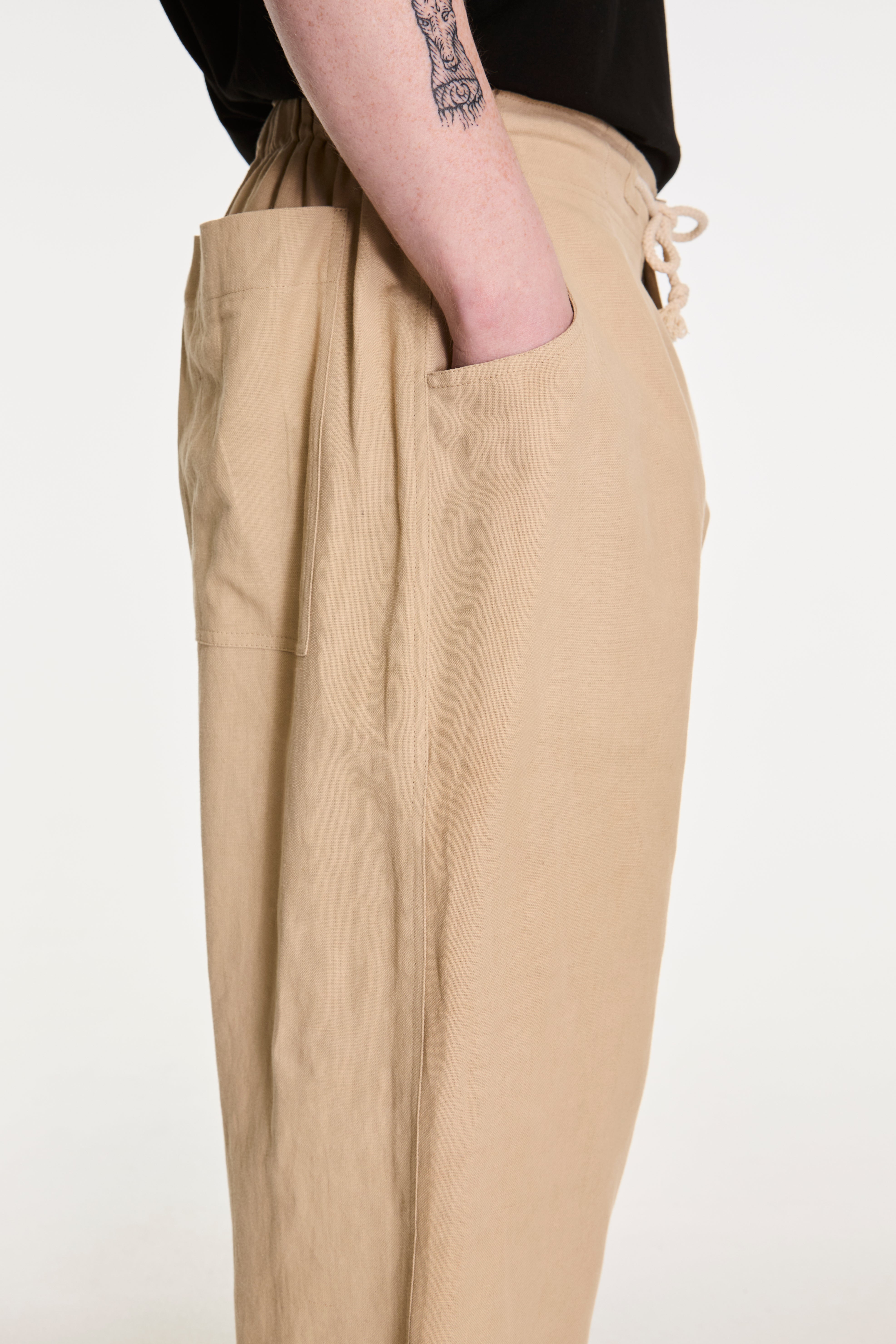 Farmer Pant Handwoven Linen Off White