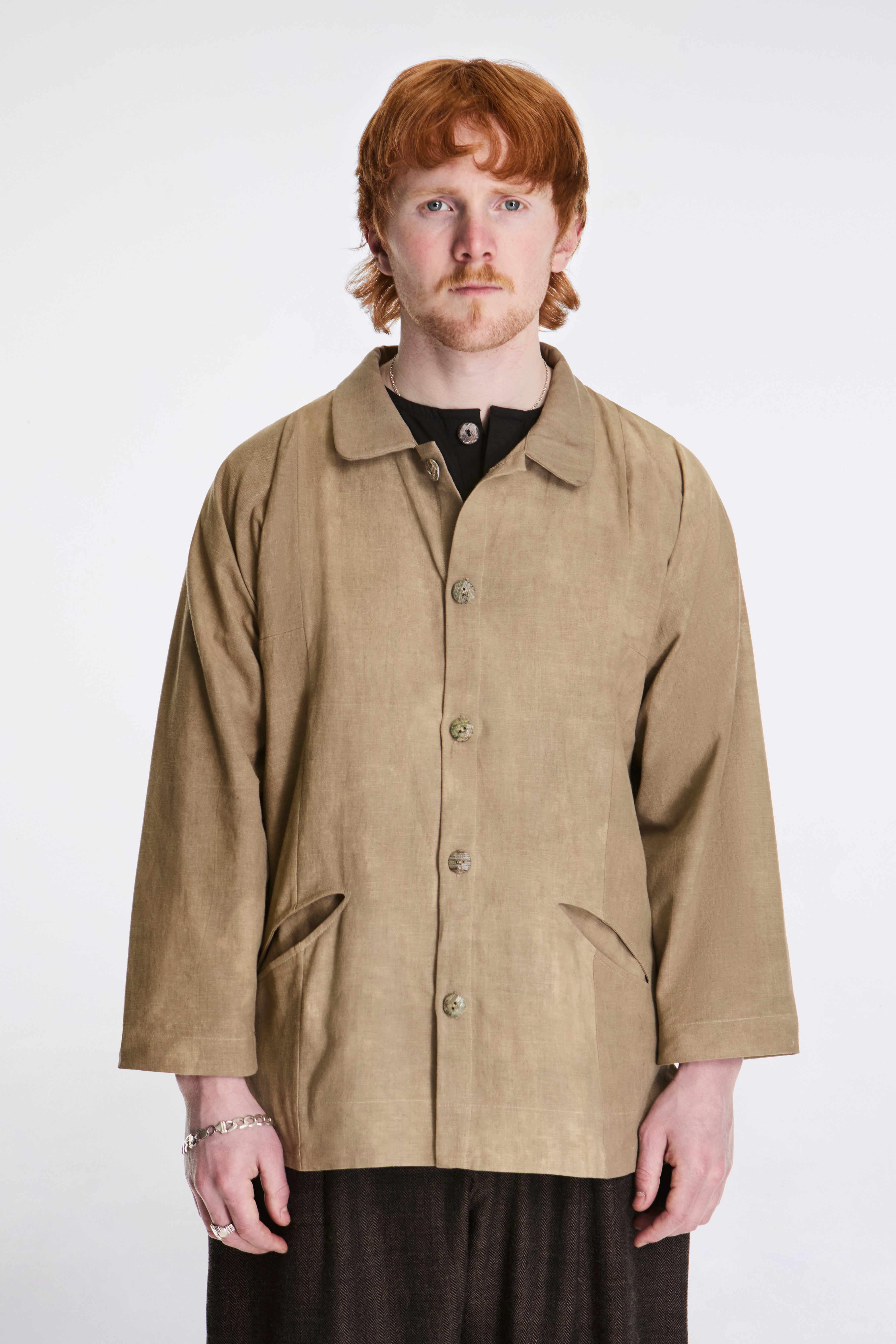 Farmer Shirt Linen Cotton Blend Light Green