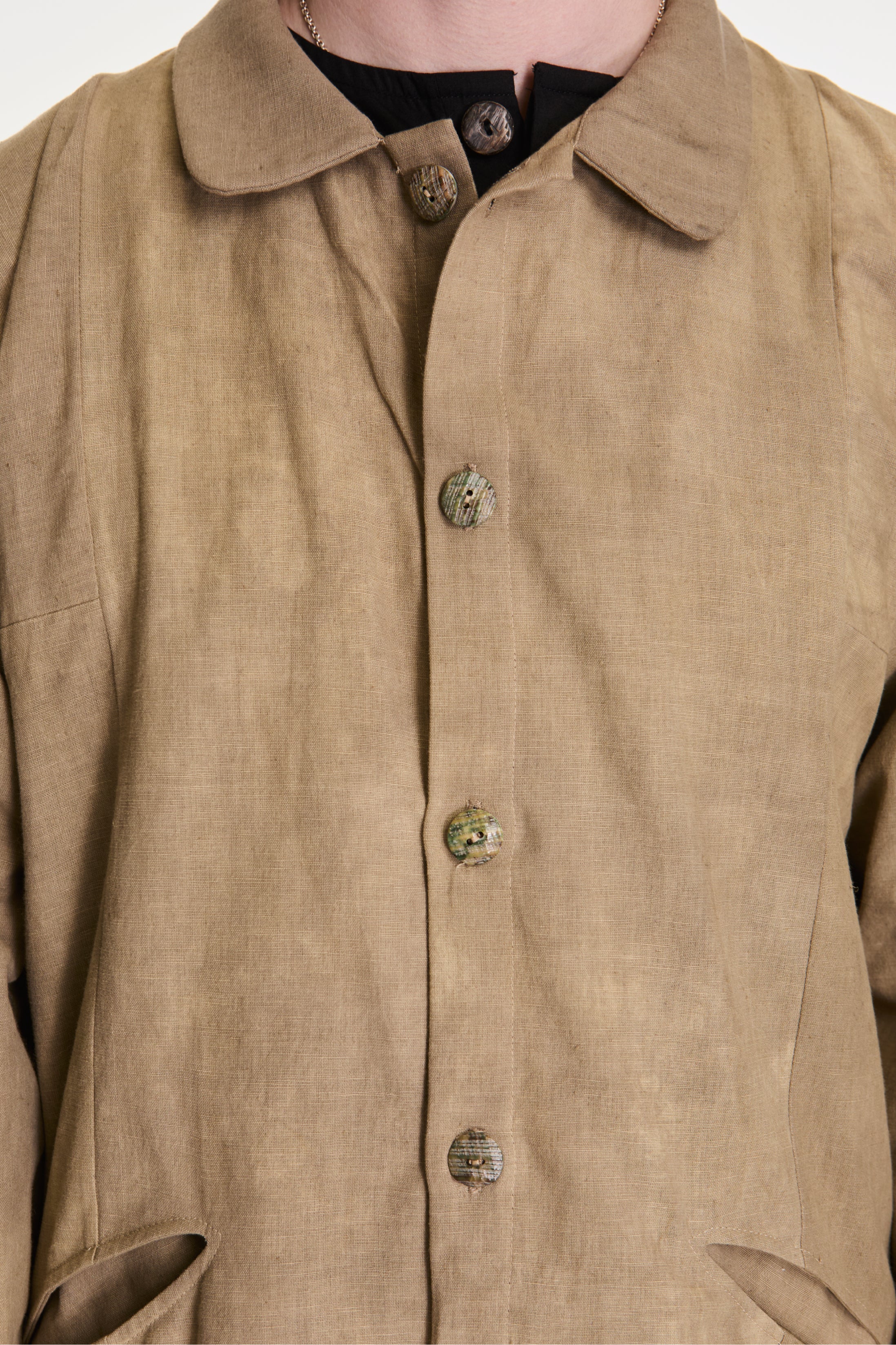 Farmer Shirt Linen Cotton Blend Light Green