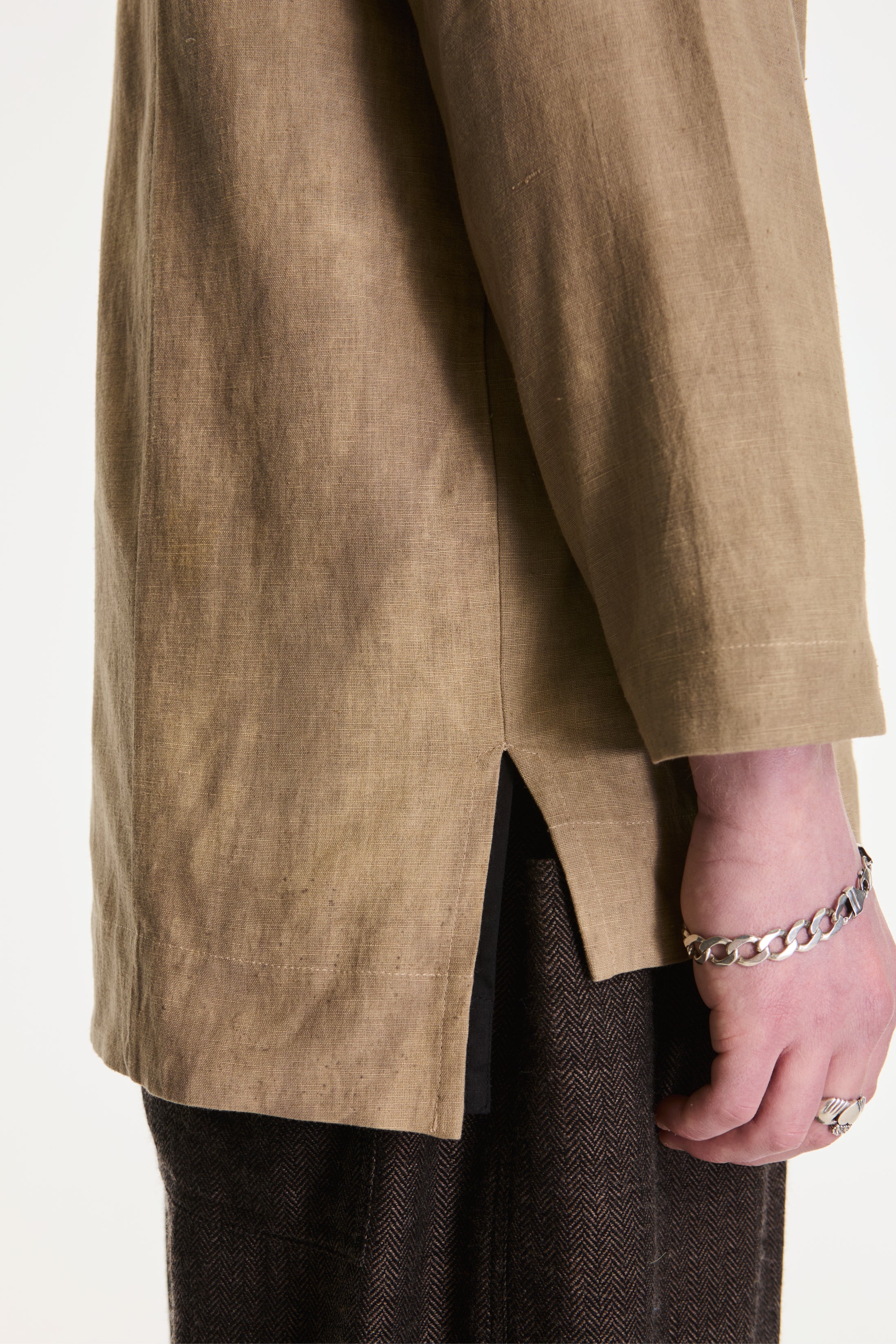 Farmer Shirt Linen Cotton Blend Light Green