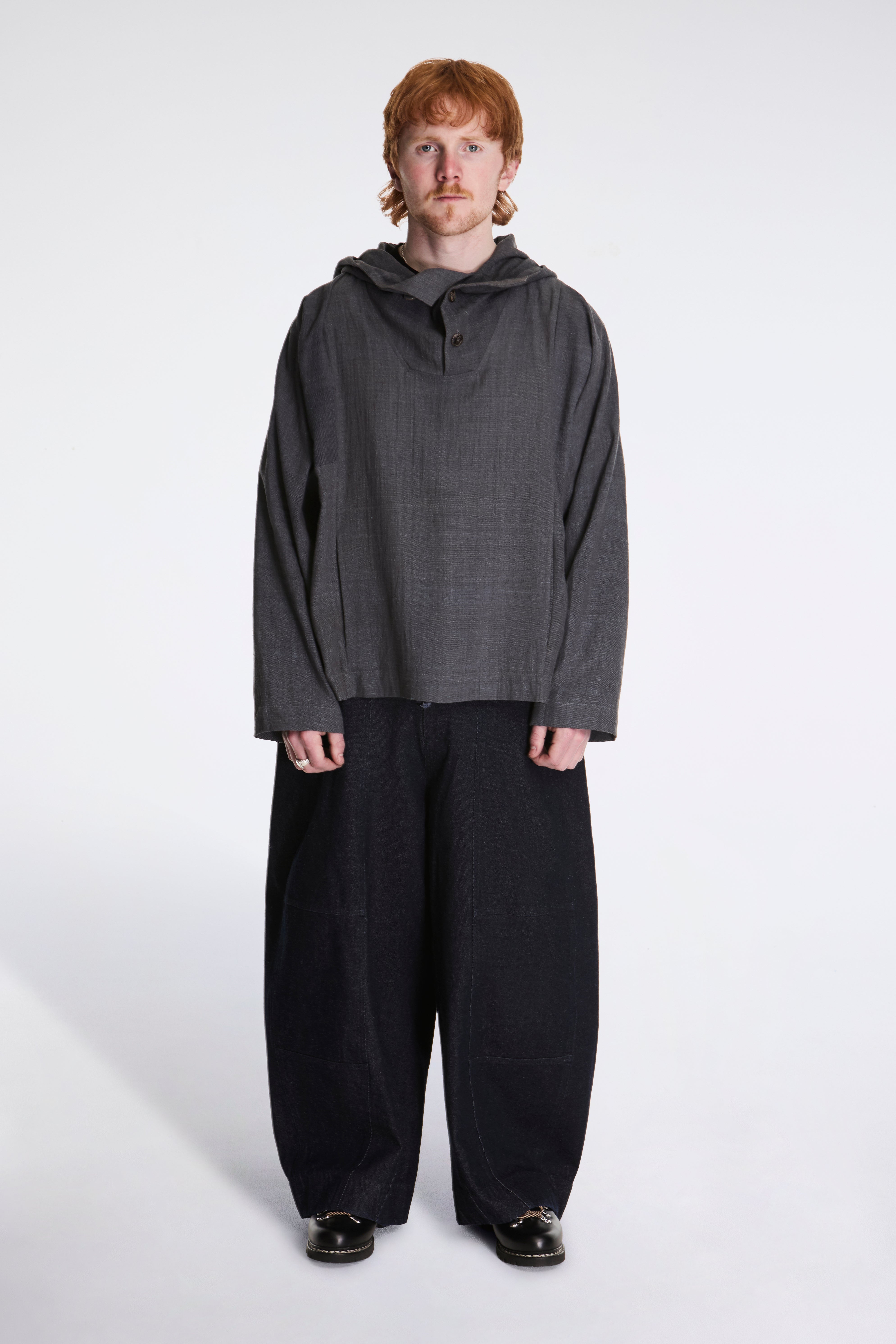 Fisherman Hoodie Handwoven Indigo & Iron Dyed