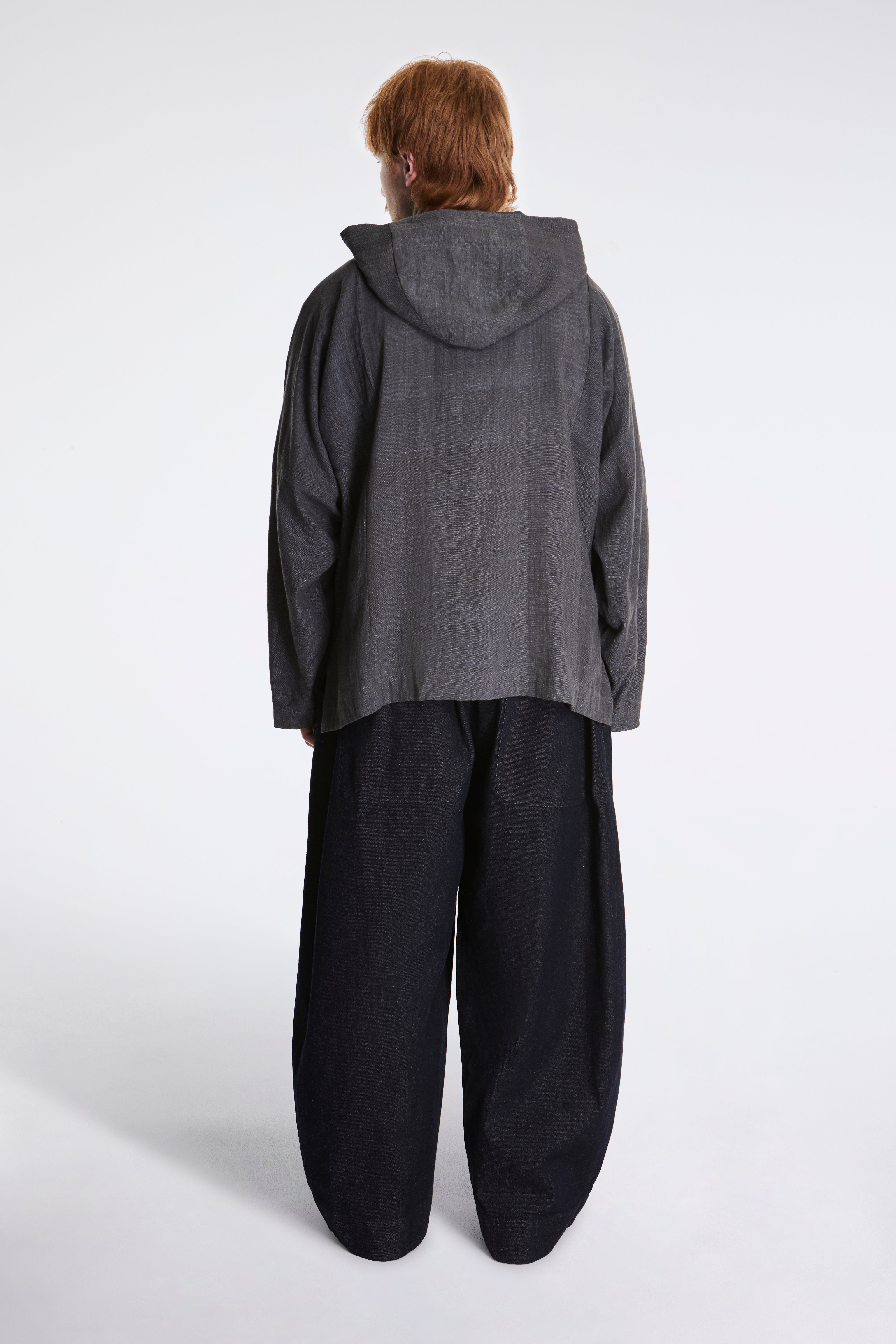 Fisherman Hoodie Handwoven Indigo & Iron Dyed