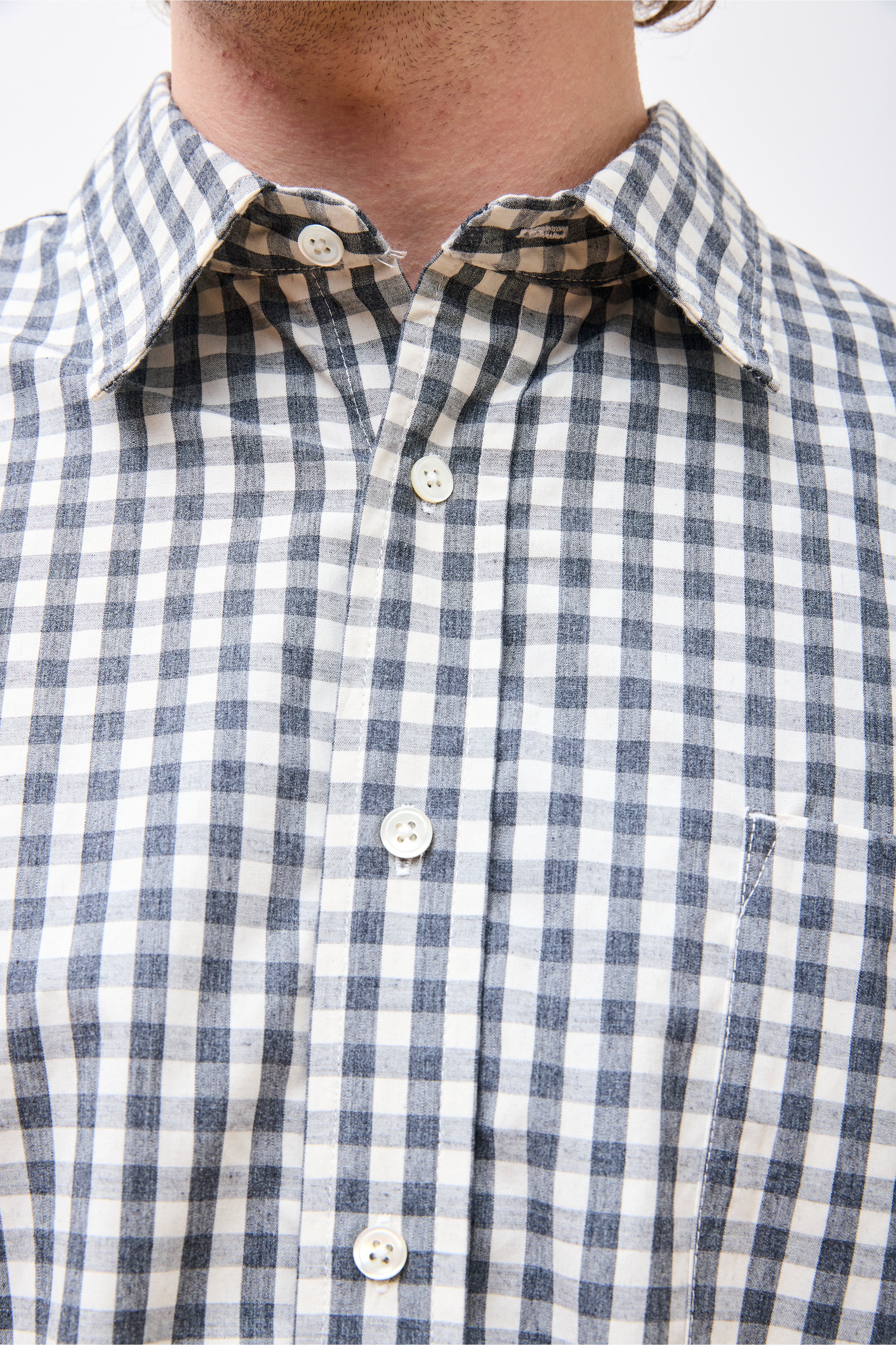 Gingham Check Shirt Grey