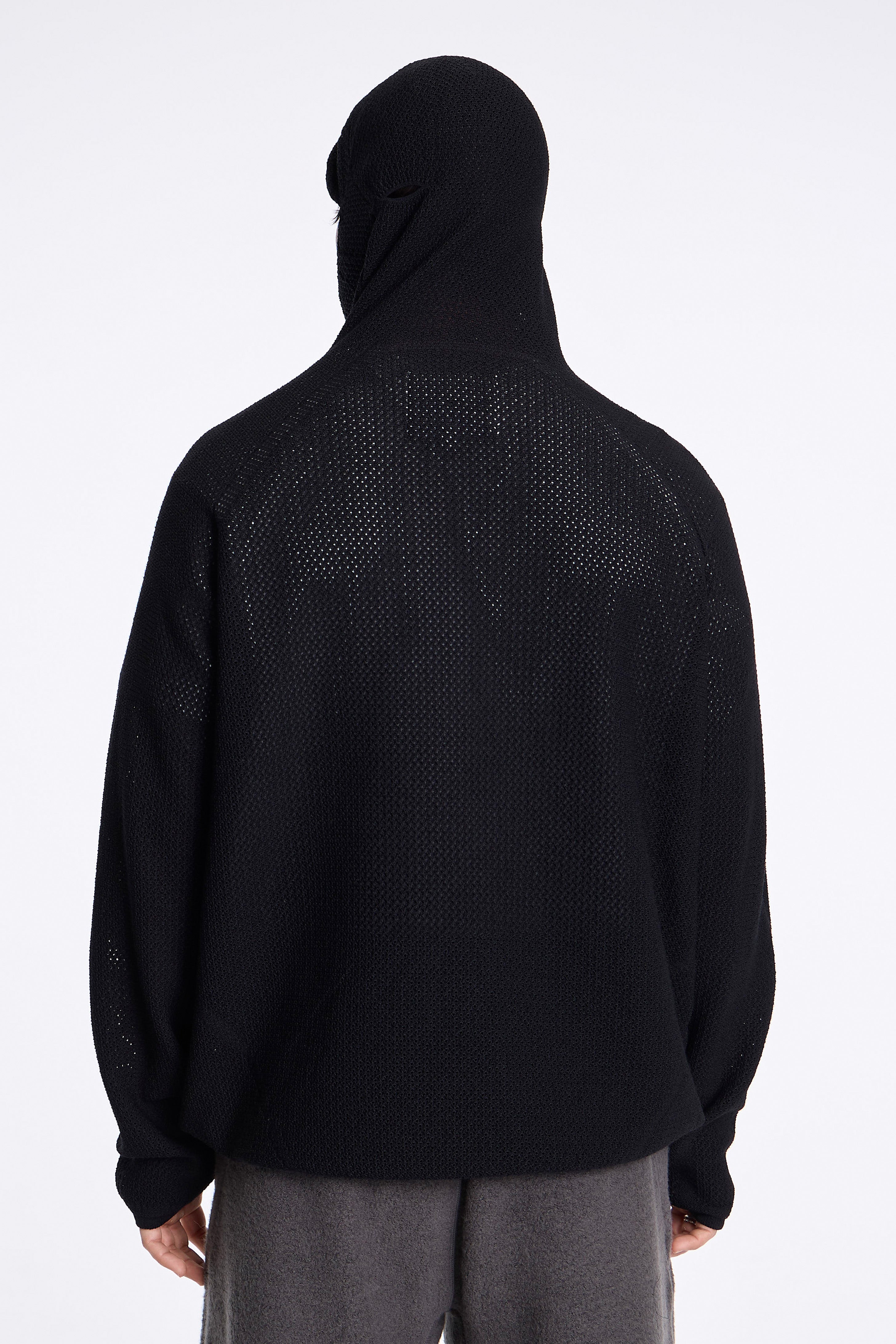 Perforated Wholegarment Knit Top Black