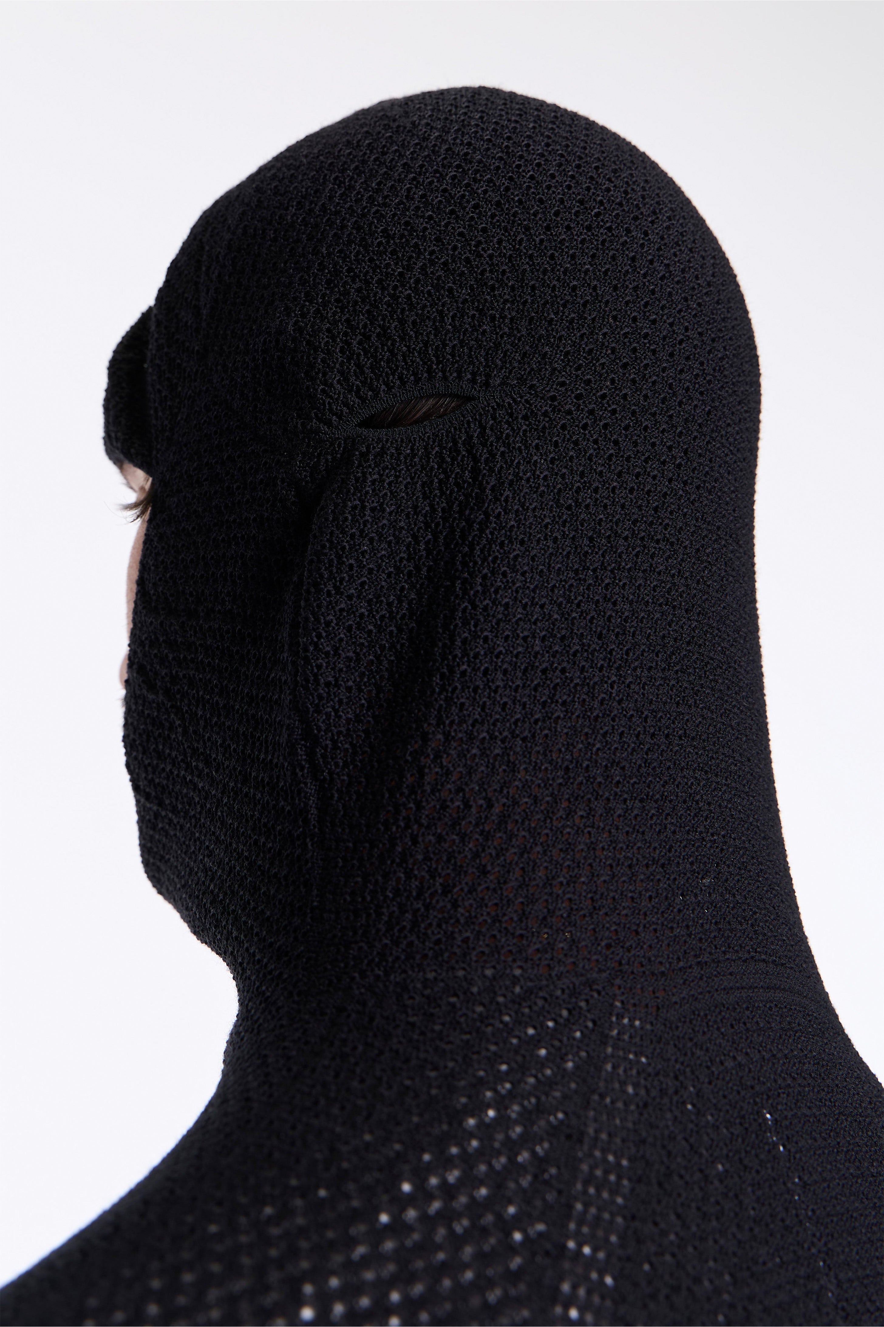Perforated Wholegarment Knit Top Black