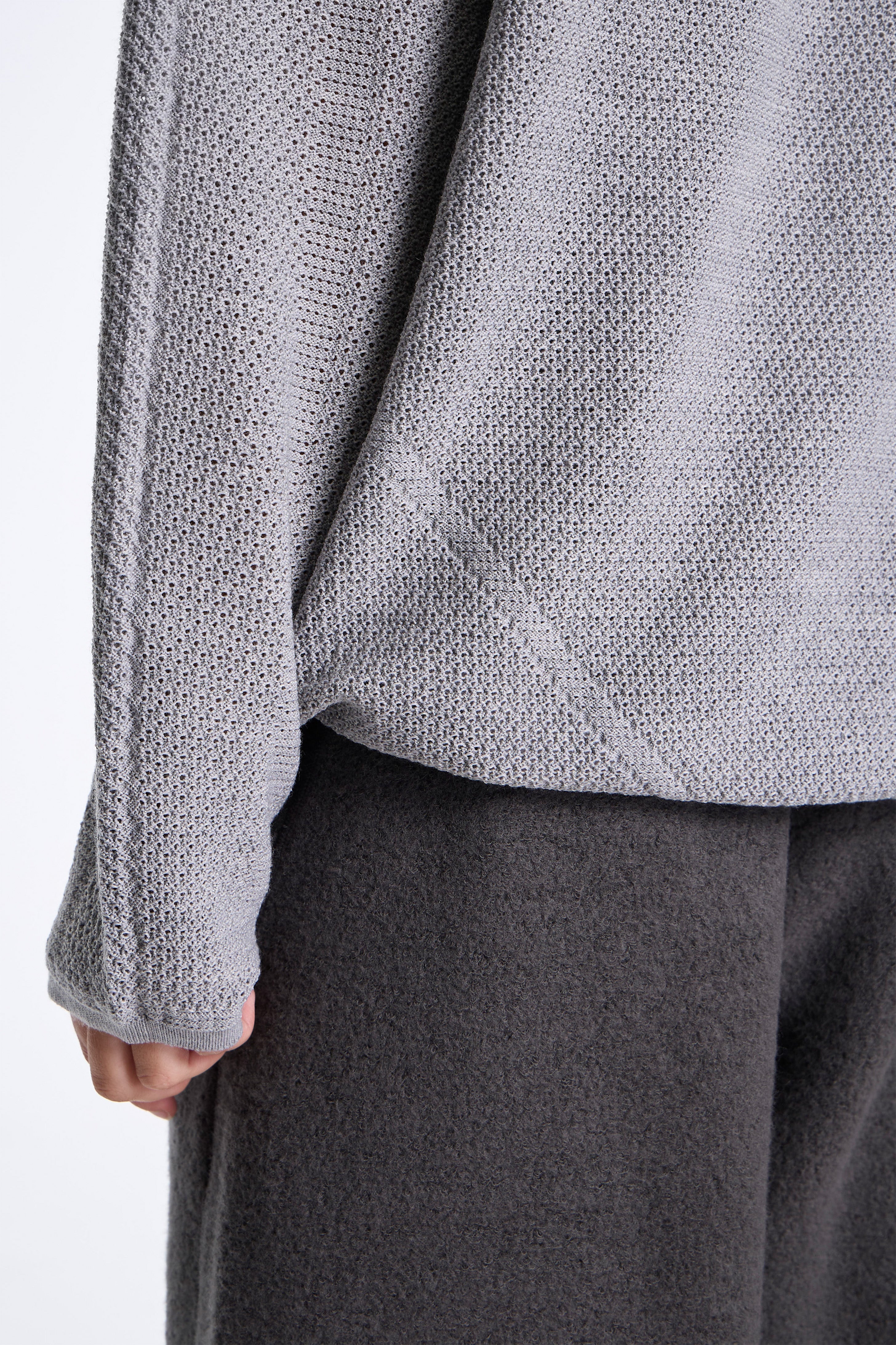 Perforated Wholegarment Knit Top Zinc Gray