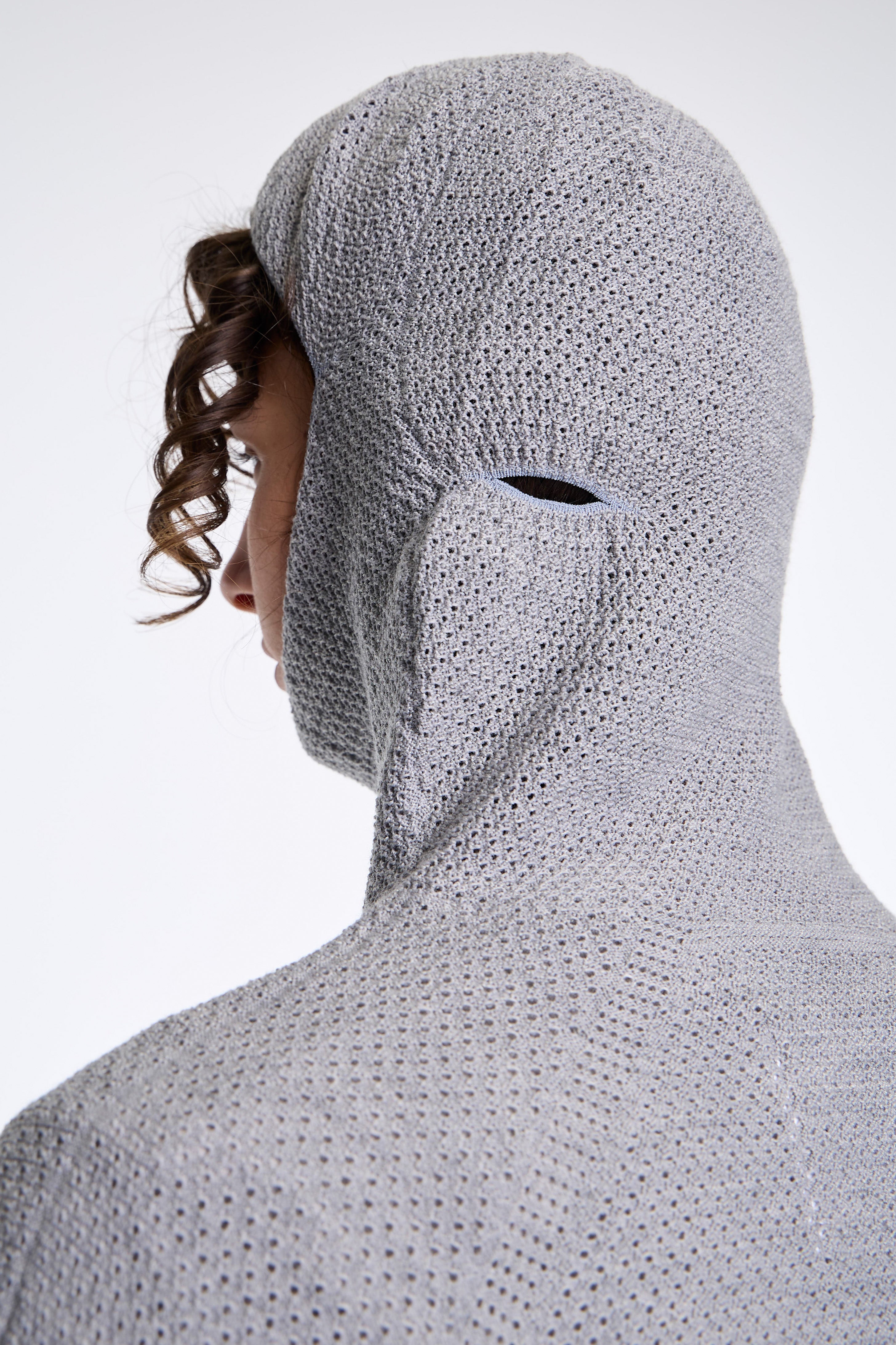 Perforated Wholegarment Knit Top Zinc Gray