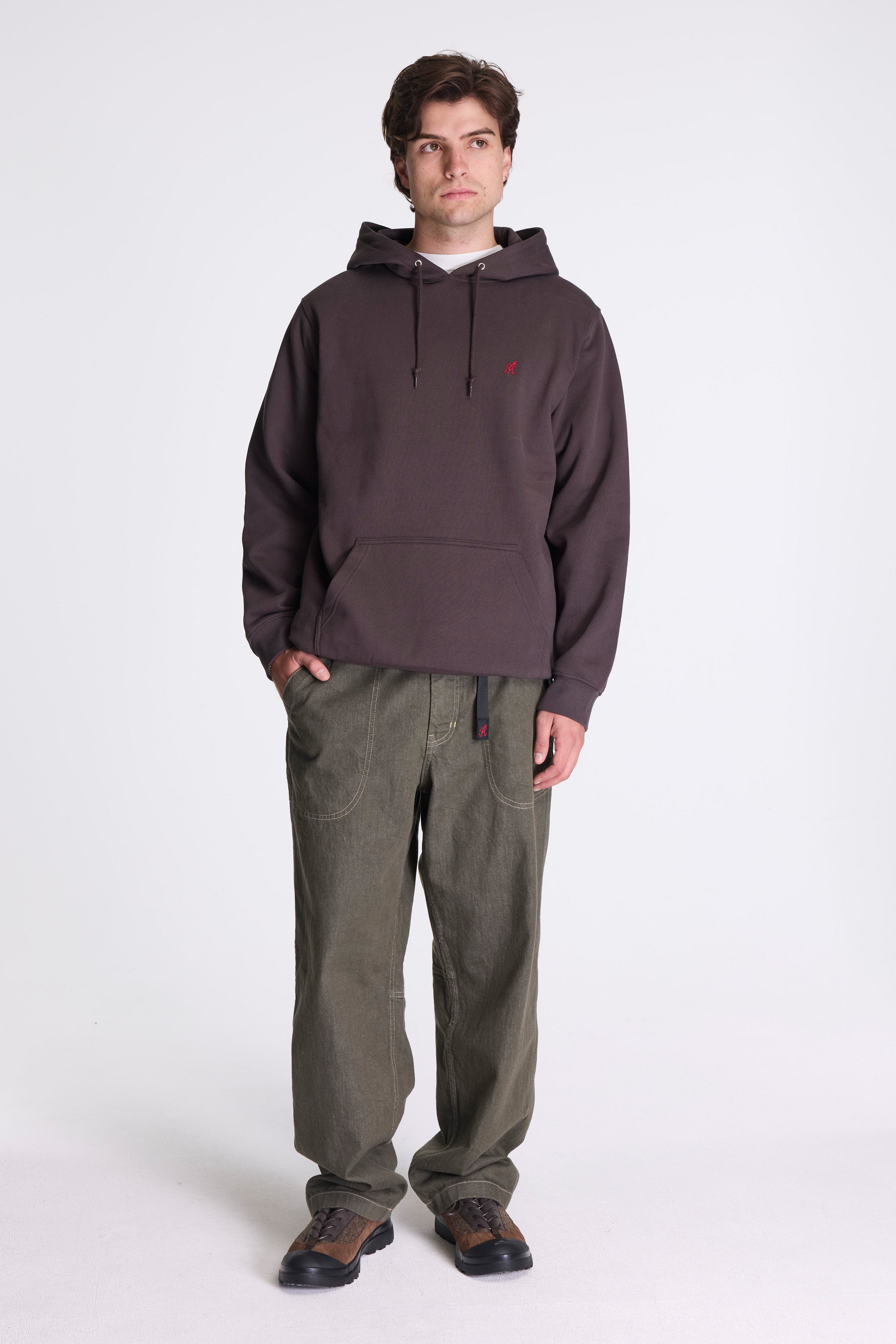One Point Hooded Sweatshirt Deep Brown