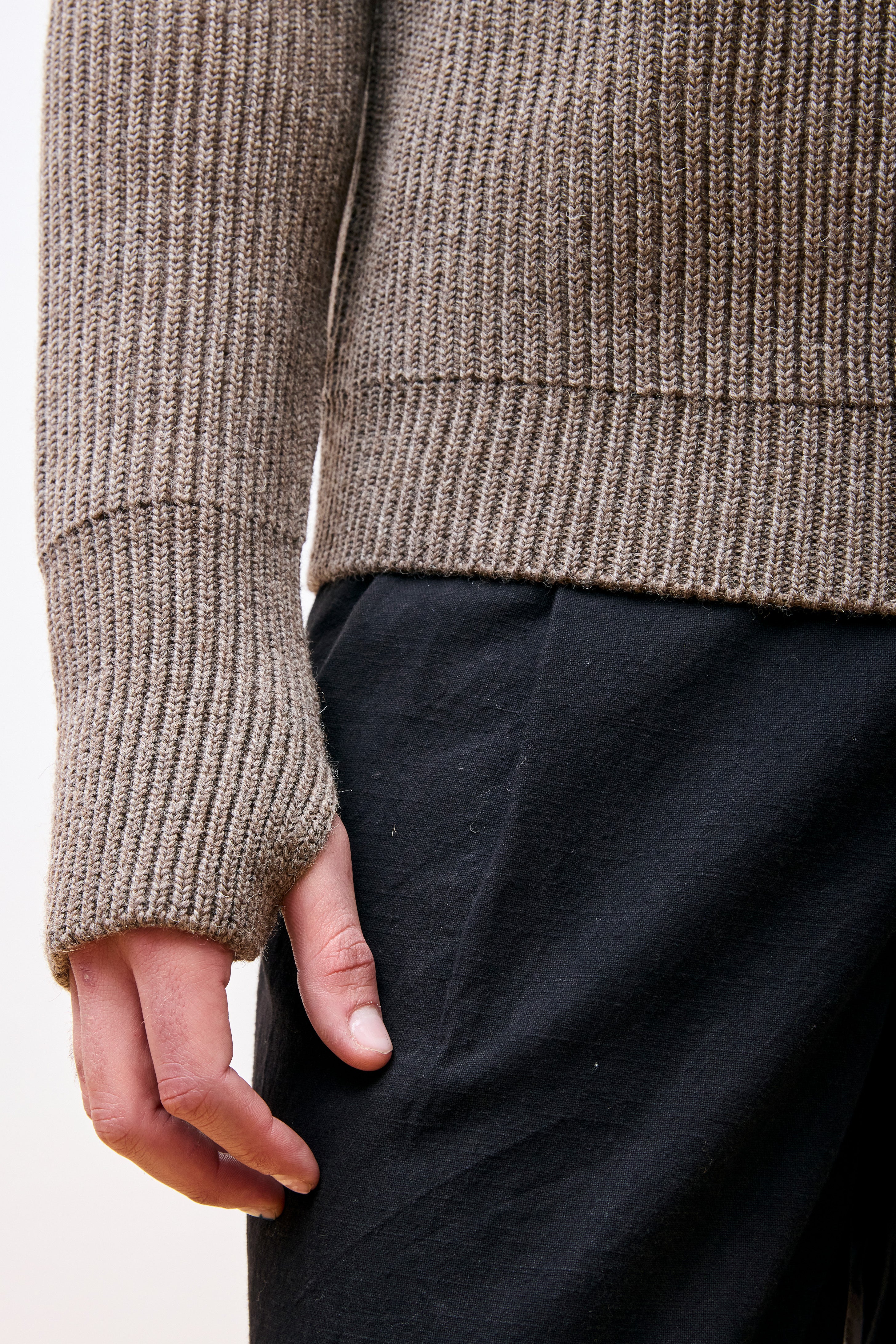 Navy Half-Zip Natural Taupe