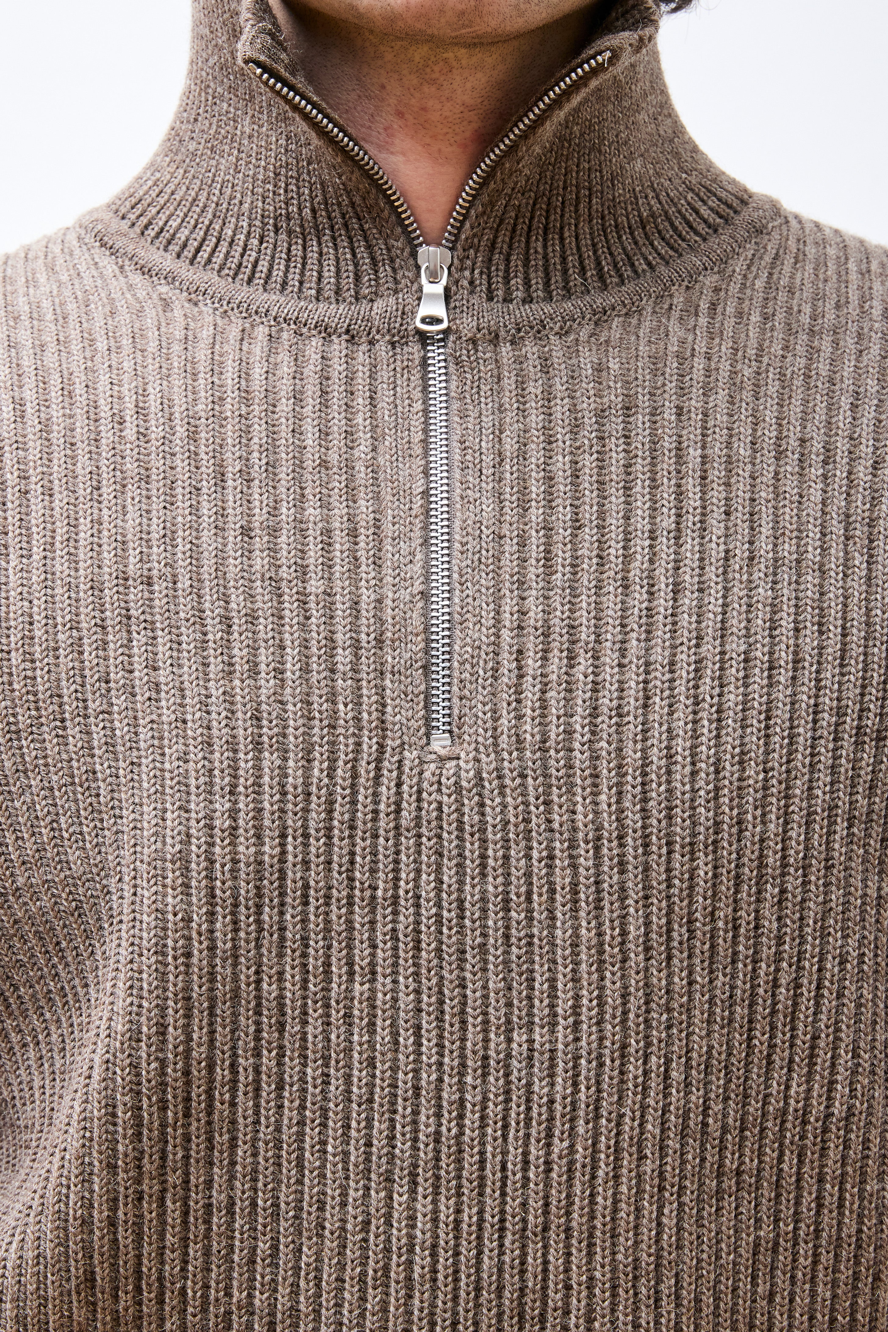 Navy Half-Zip Natural Taupe