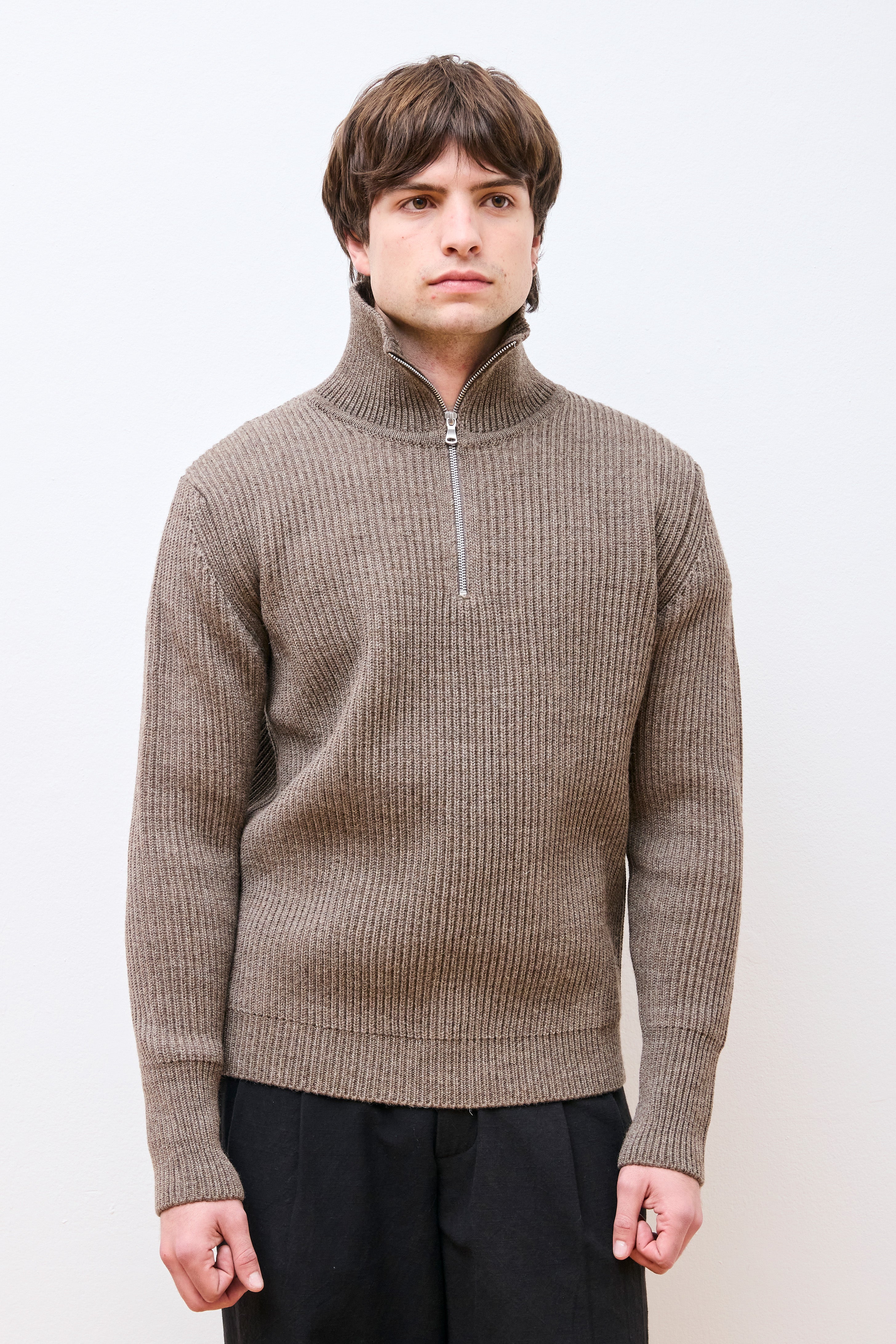Navy Half-Zip Natural Taupe