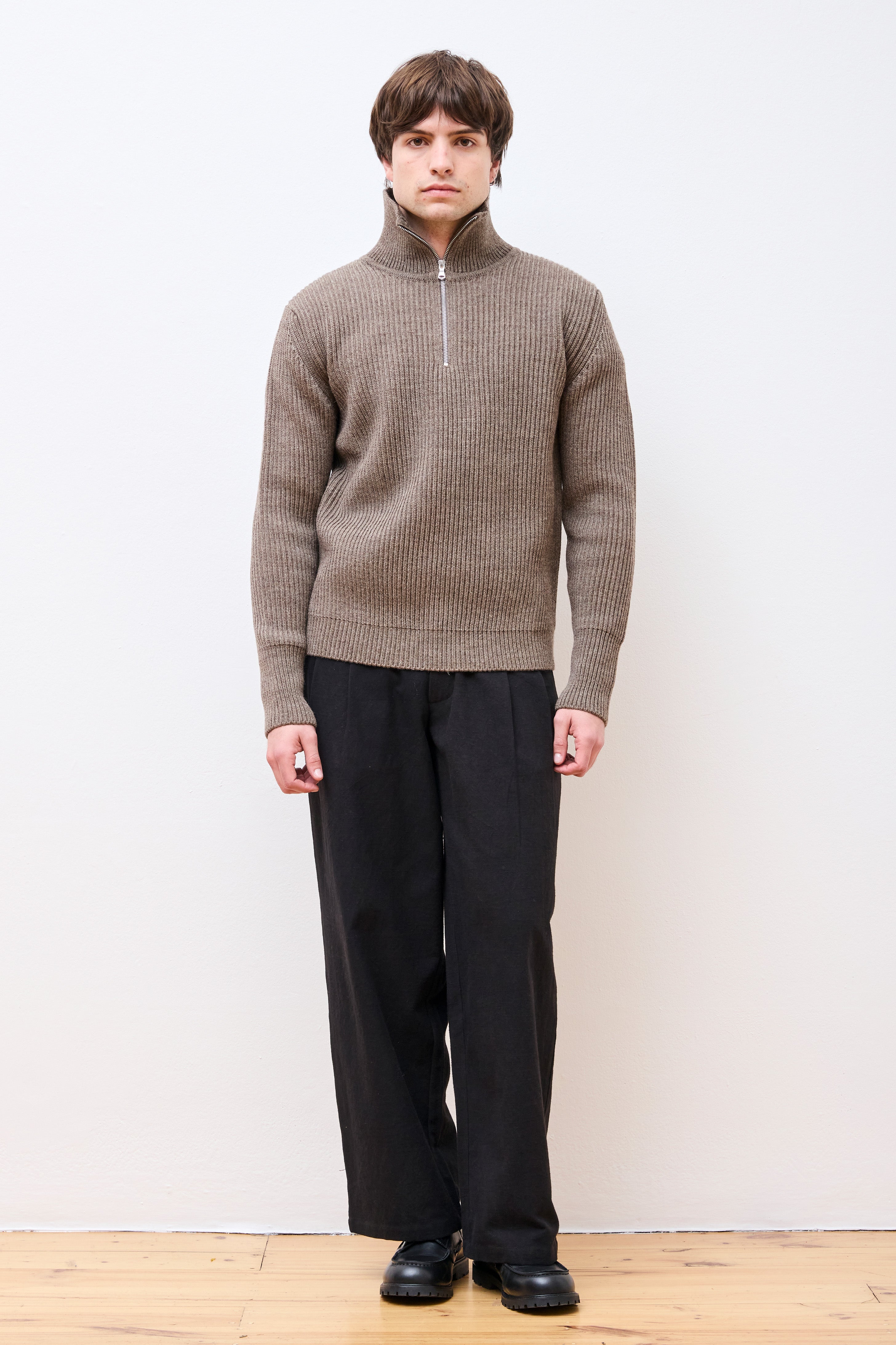 Navy Half-Zip Natural Taupe
