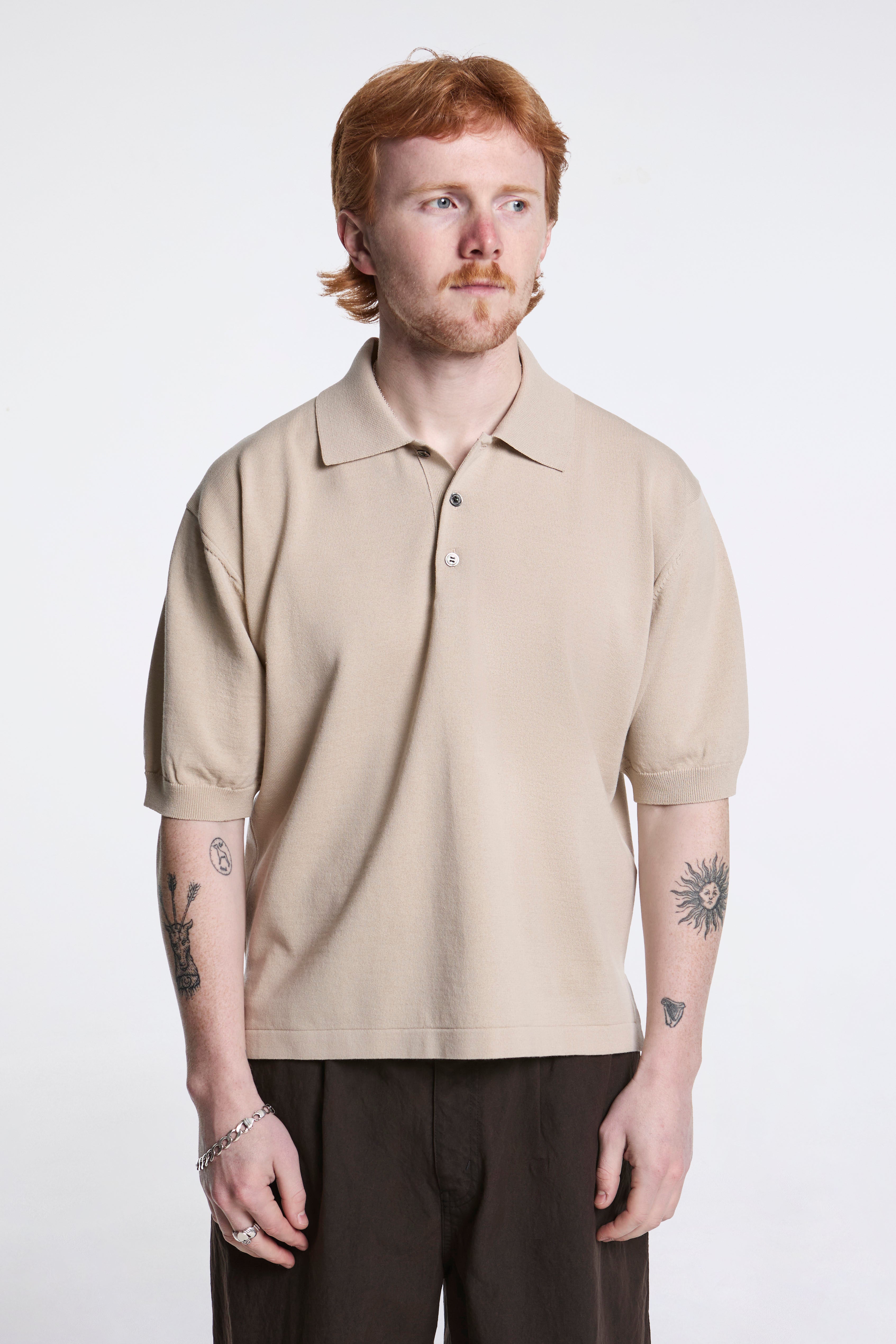 Cotton Wool Polo Beige