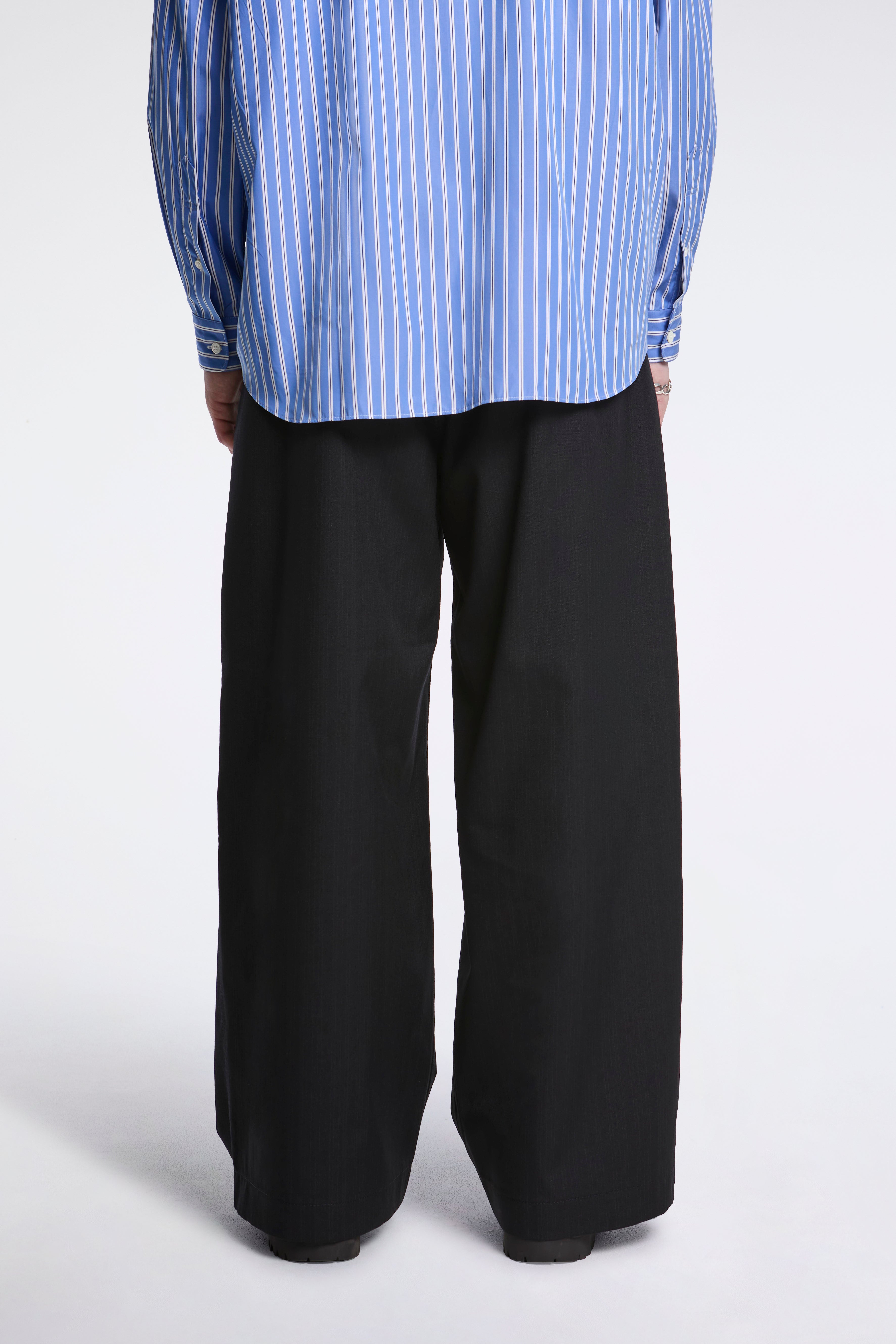 Striped Double Pleat Trouser Black