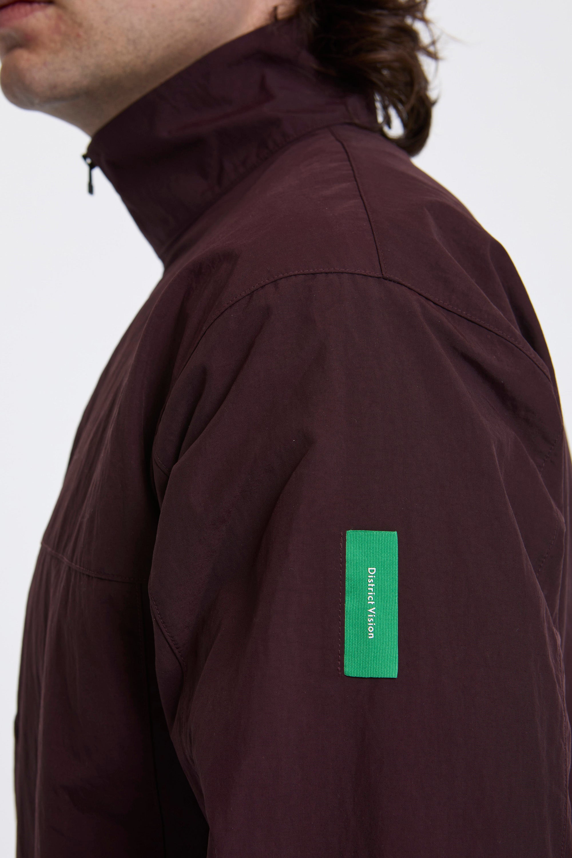 Half-Zip Nylon Windbreaker Blackberry