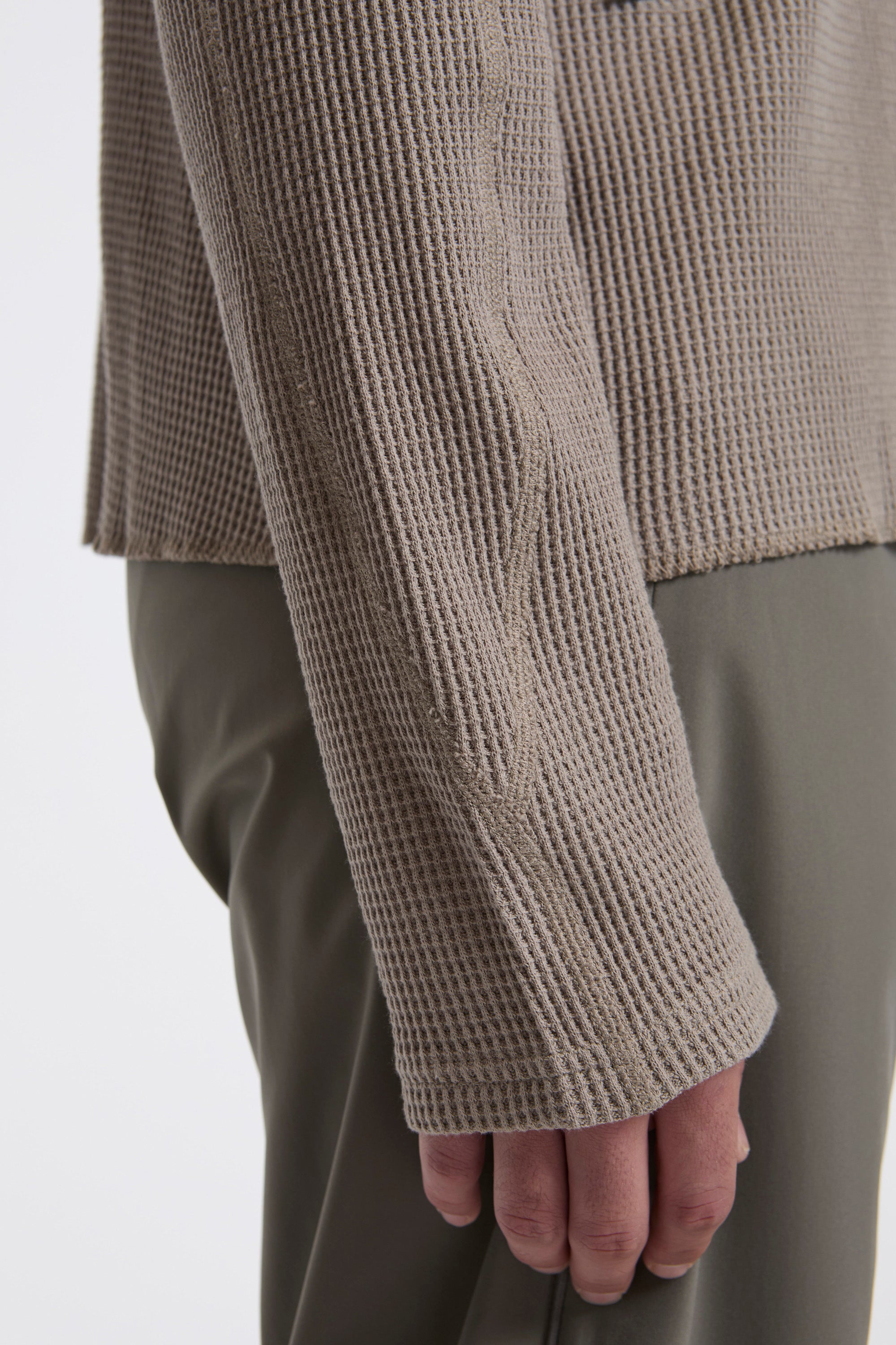 Long Sleeve Waffle Tee Stone Grey