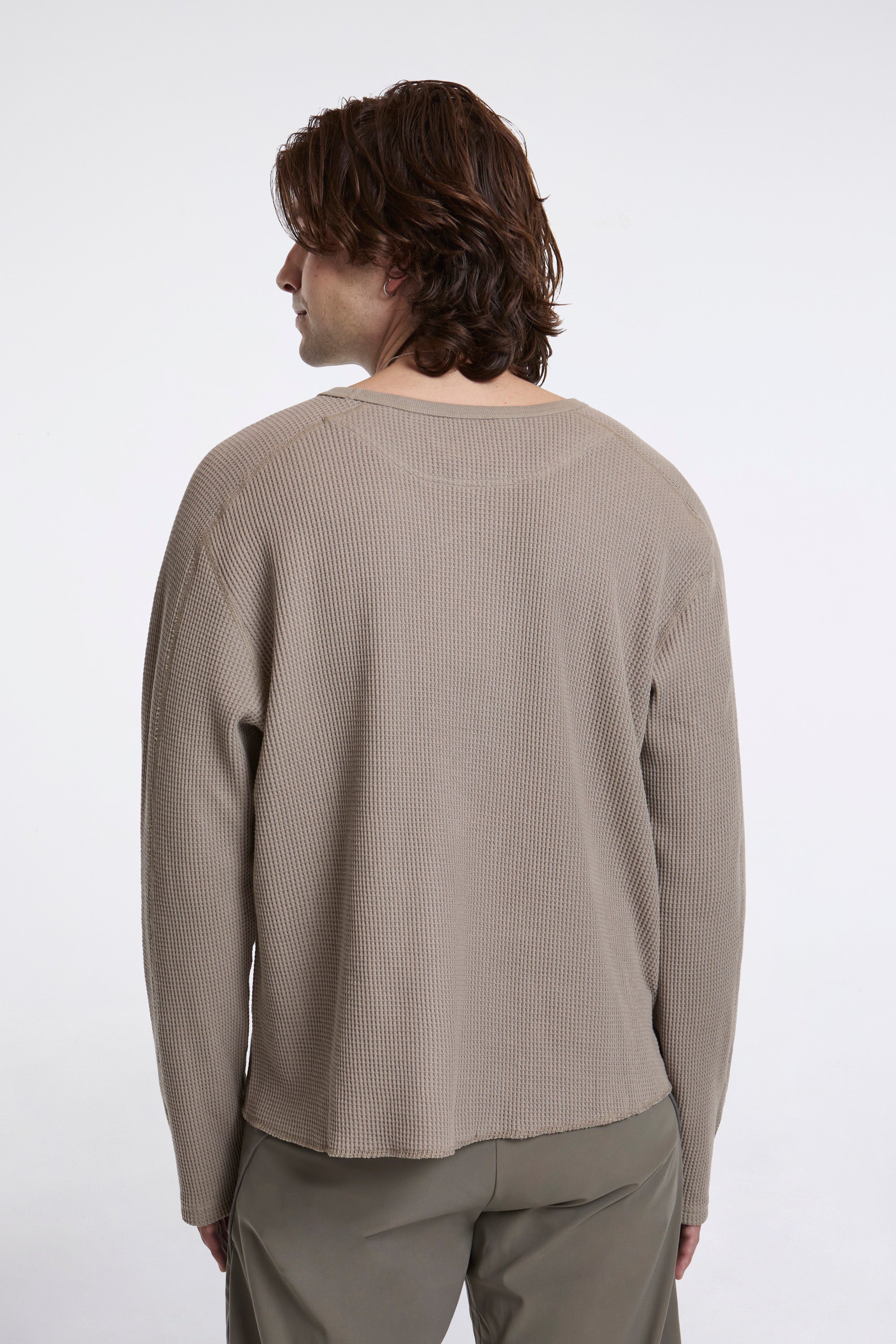 Long Sleeve Waffle Tee Stone Grey