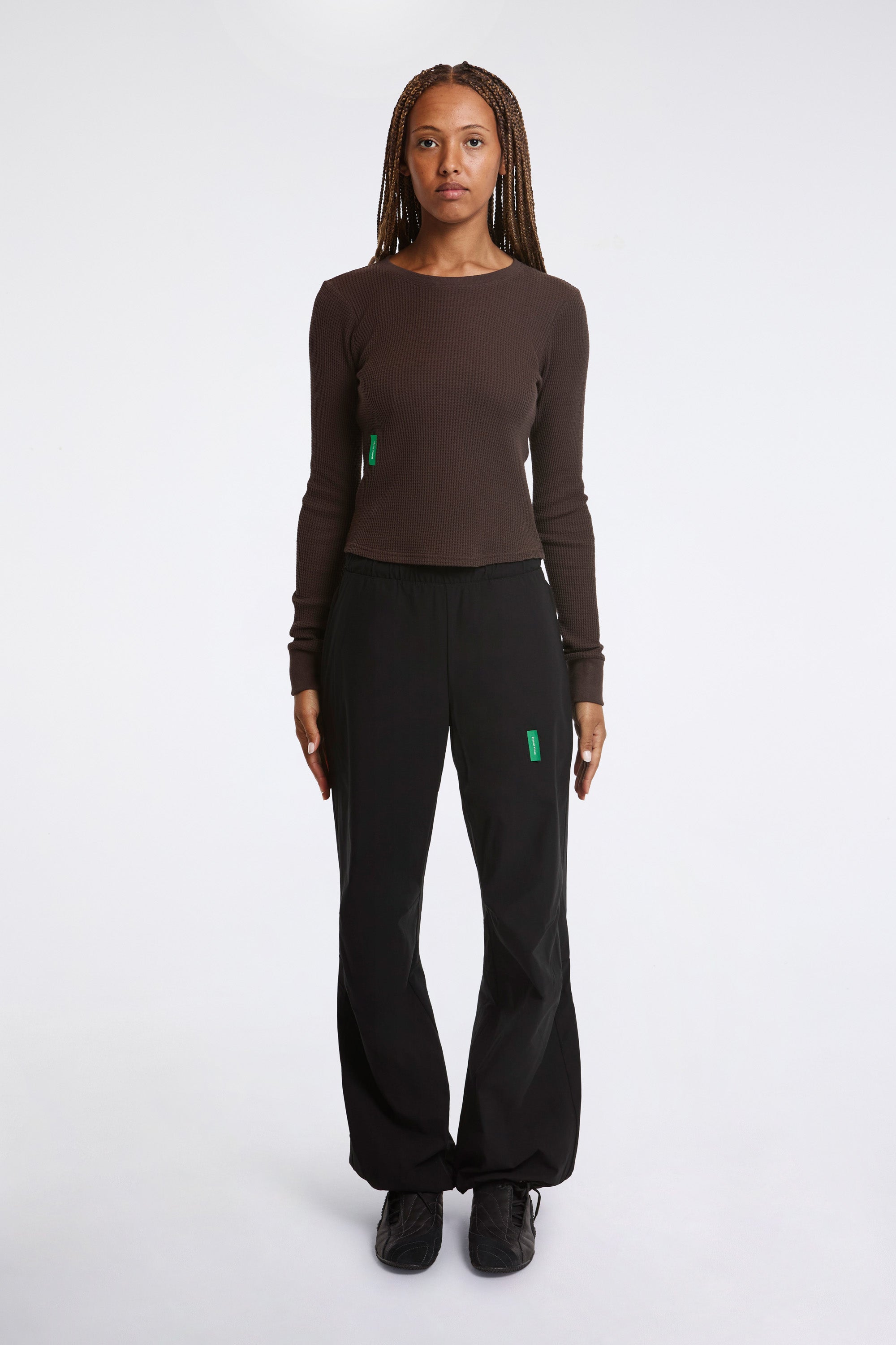 Fitted Long Sleeve Waffle T-Shirt Umber