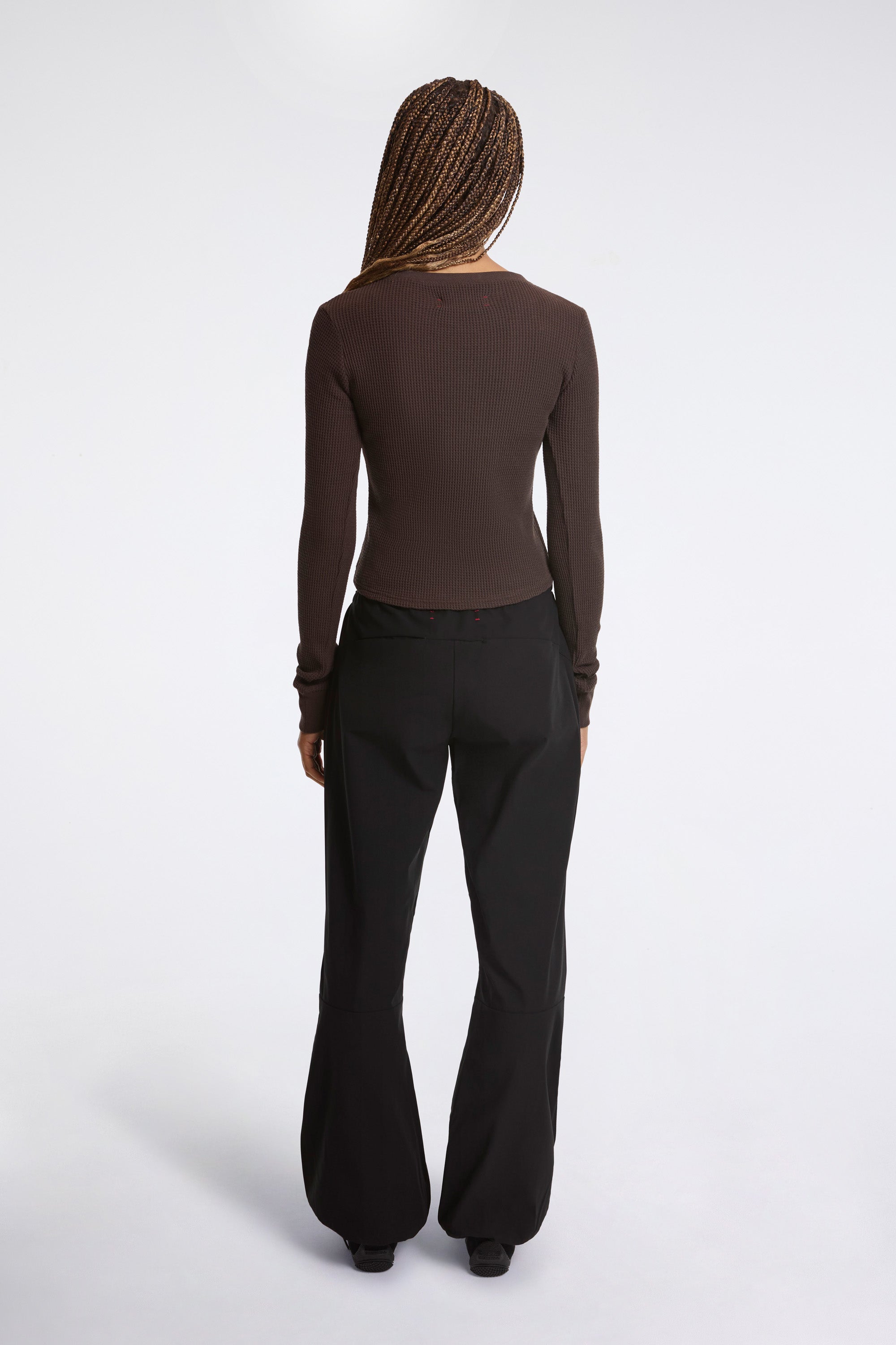Fitted Long Sleeve Waffle T-Shirt Umber