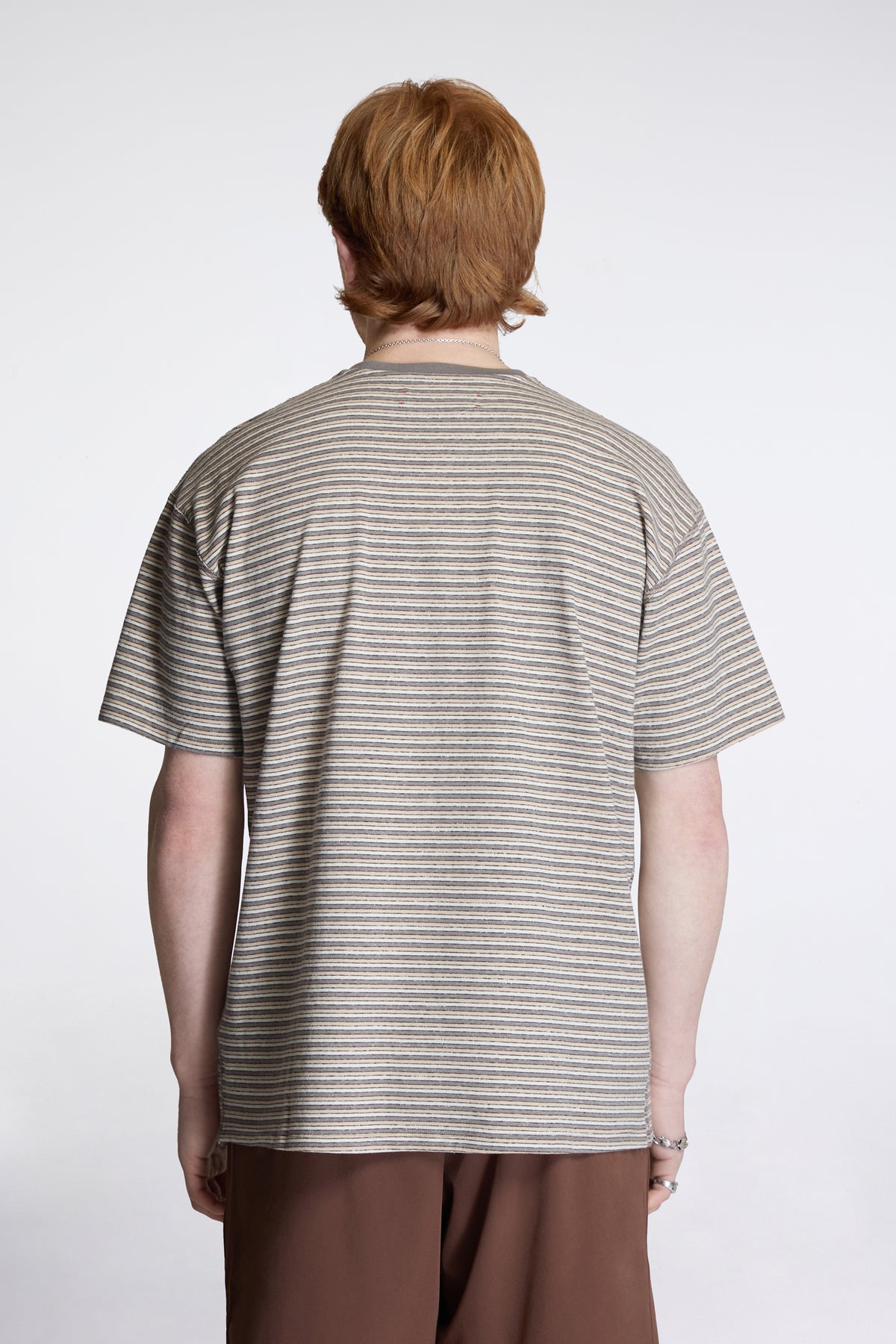Short Sleeve Stripe Tee Grey Stripe